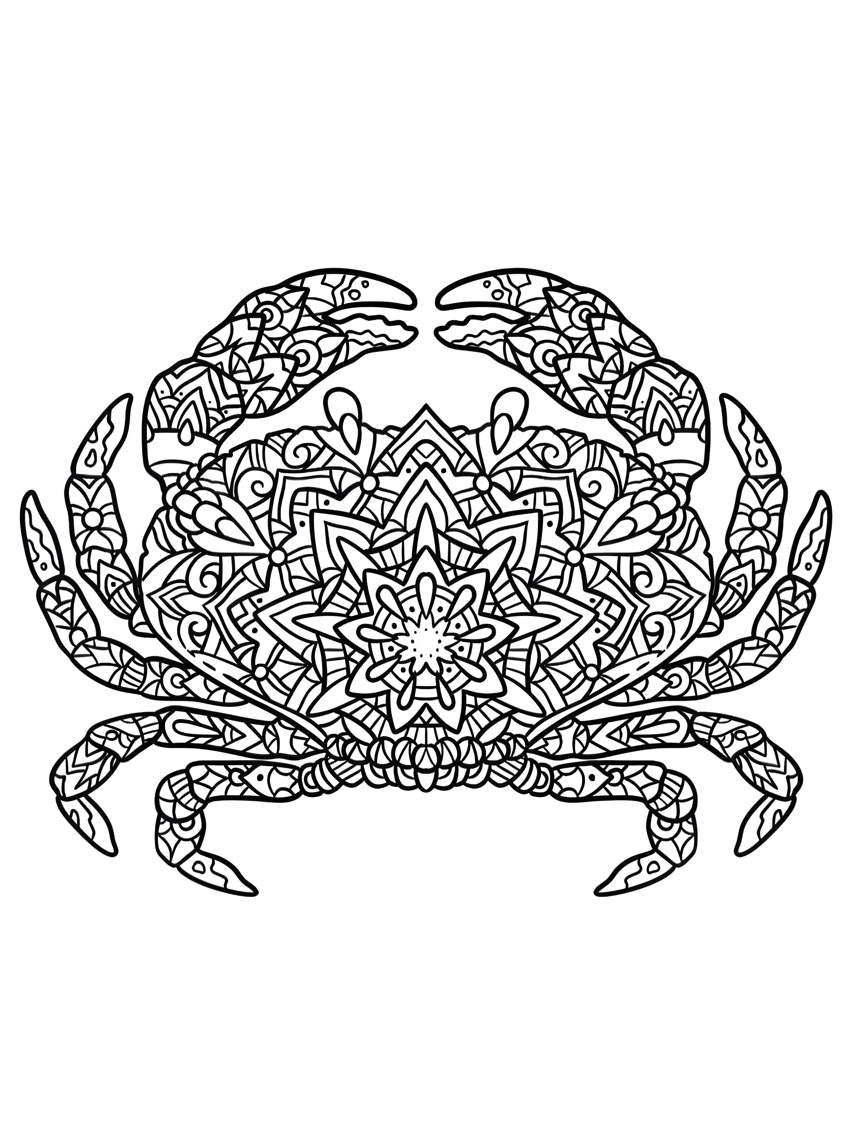 Красивый краб мандала для детей №20686. Раскраски животные (весь животный мир). Крабы.