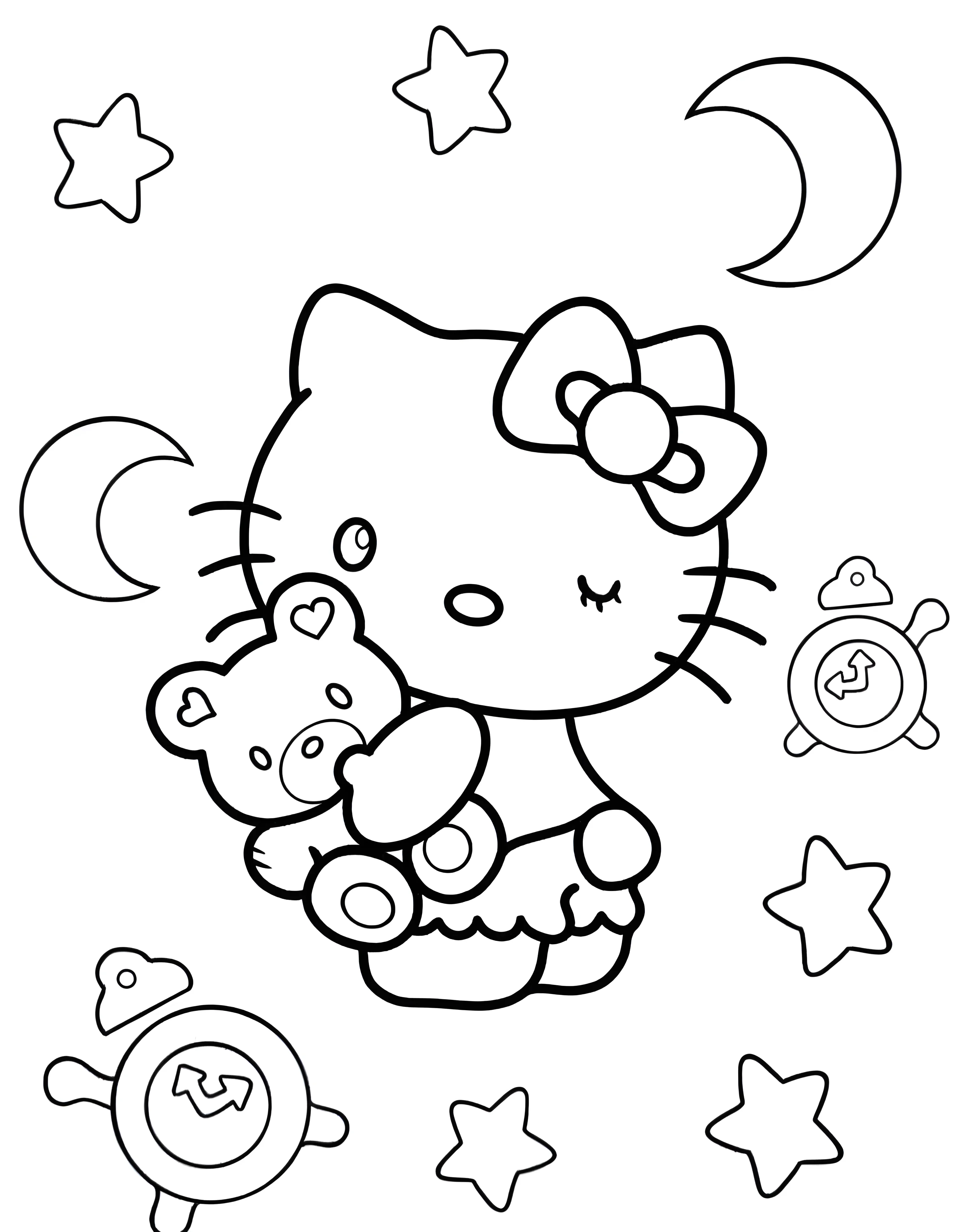 Hello Kitty сонная обнимашка №18417. Раскраски животные (весь животный мир). Кошки.
