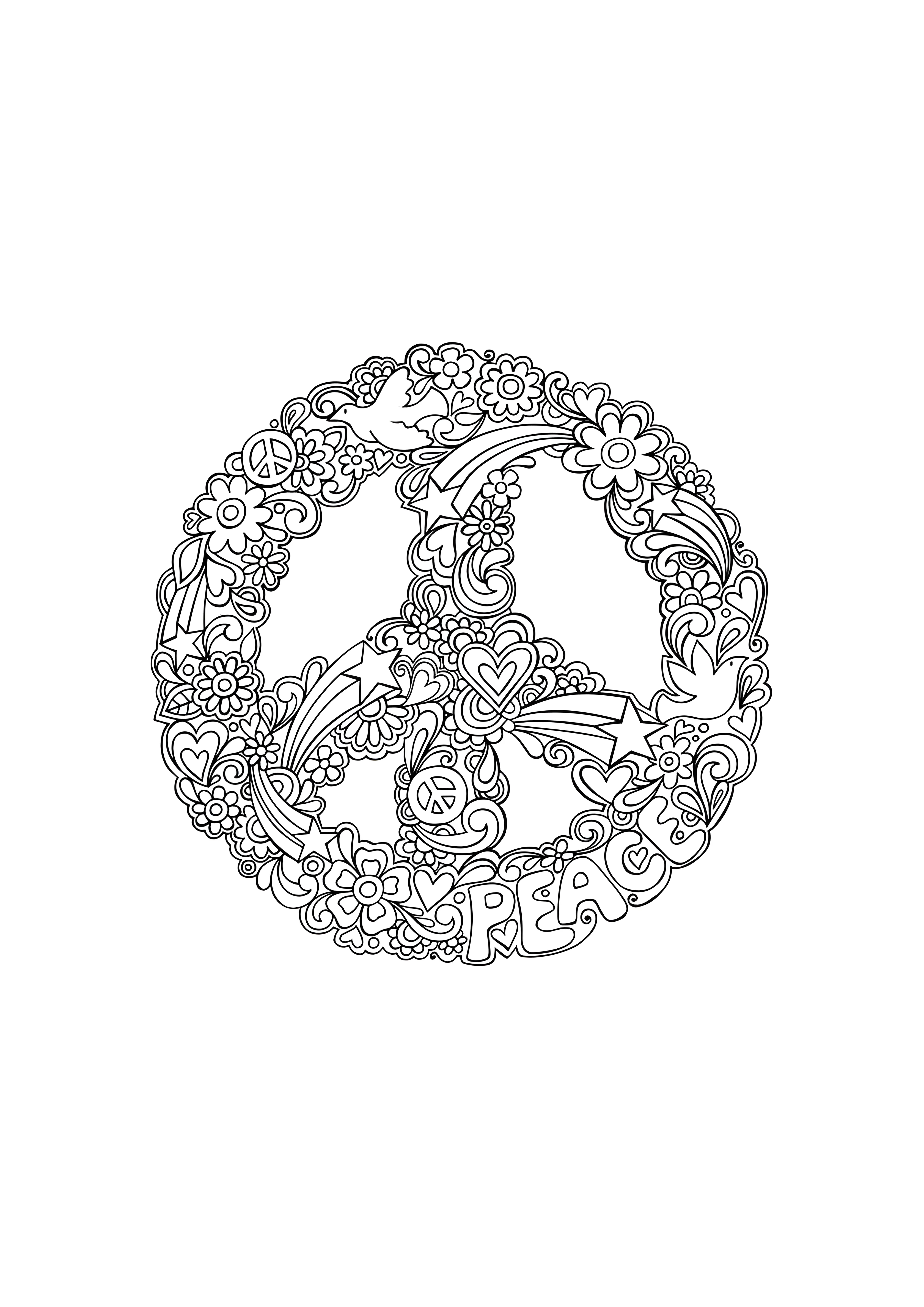 Символ мира антистресс, раскраска антистресс №9237. Популярные раскраски. Антистресс.
