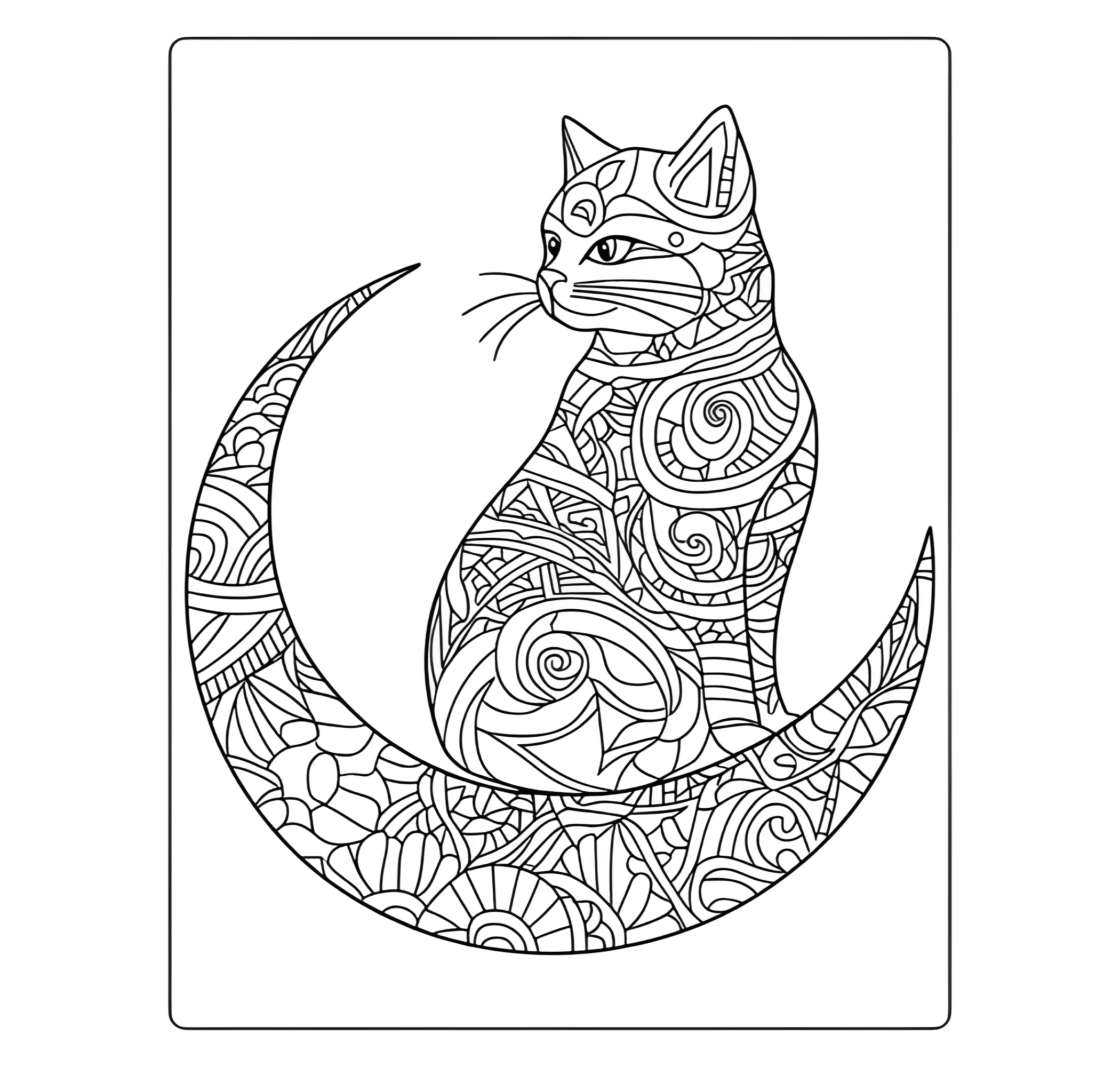 Кот на Луне, раскраска №9262. Популярные раскраски. Антистресс.