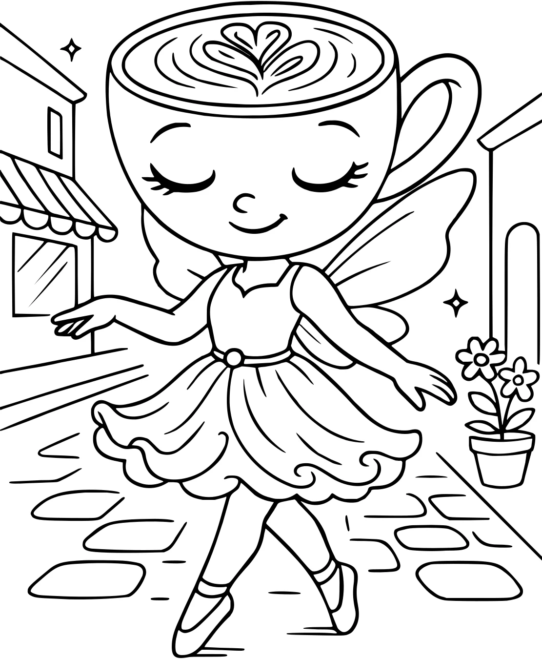 Балерина Капучино, фея из Ballerina Cappuccina., раскраска для девочек №9421. Популярные раскраски. Балерина Капучино.