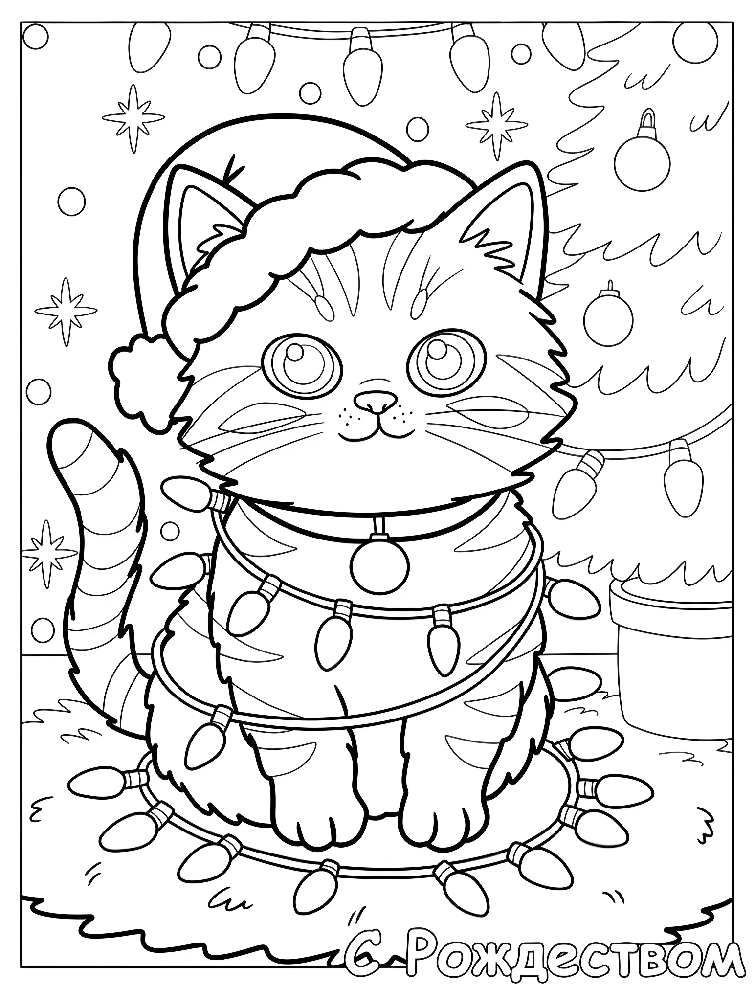 Милый котенок в новогоднем костюме №18006. Рождество. Рождественские кошки.