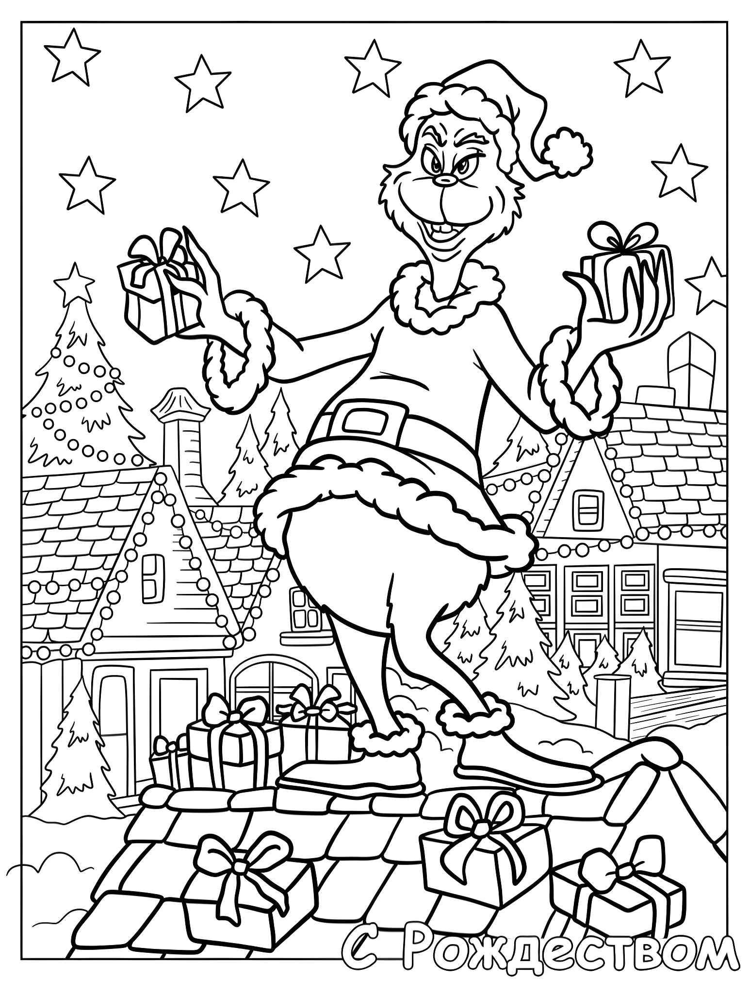 Гринч в костюме Санты с подарками №18633. Рождество. Гринч (The Grinch).