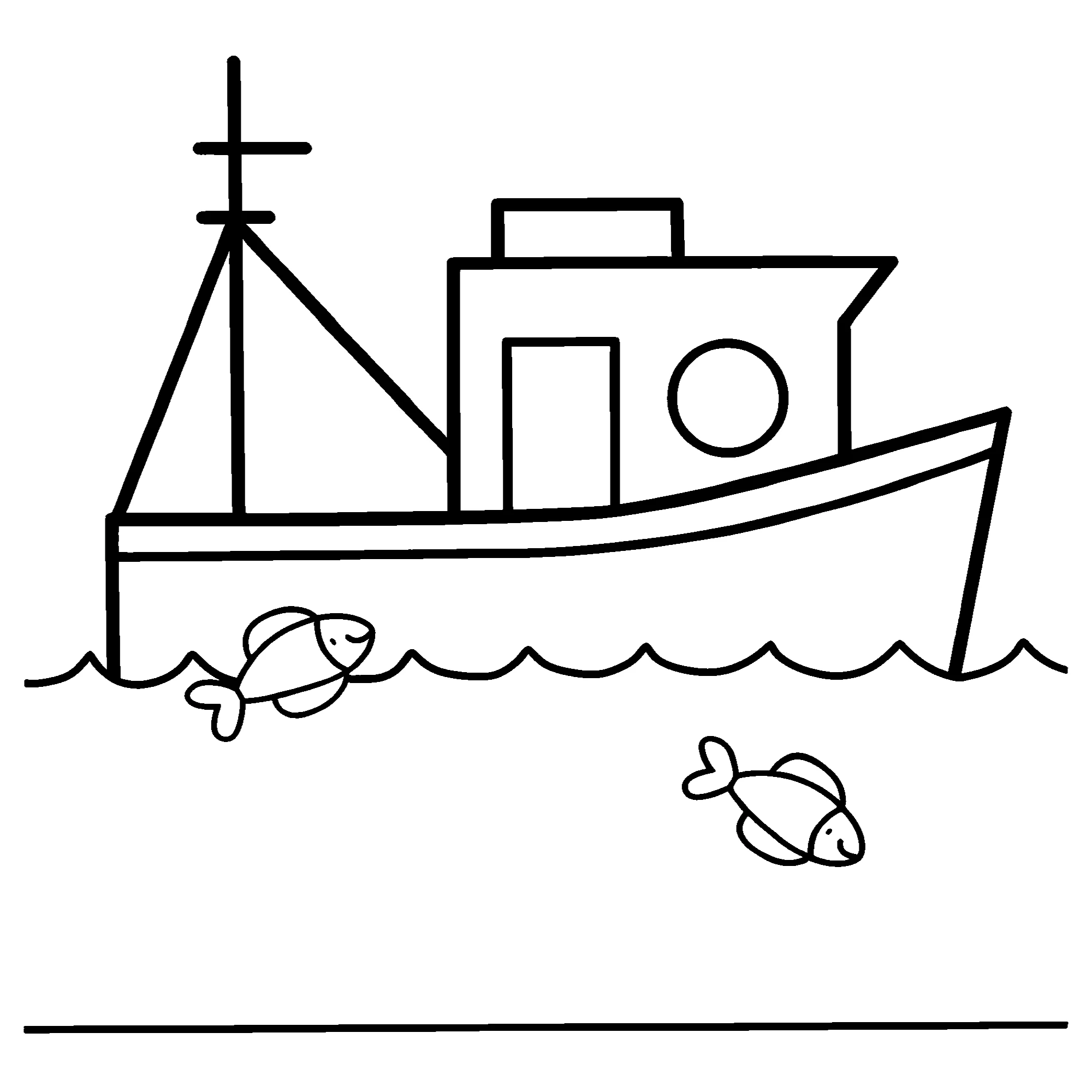 Корабль плывёт в синем море №4377. Обучающие и развивающие раскраски для детского сада, для начальных классов. Кавайный подводный мир.