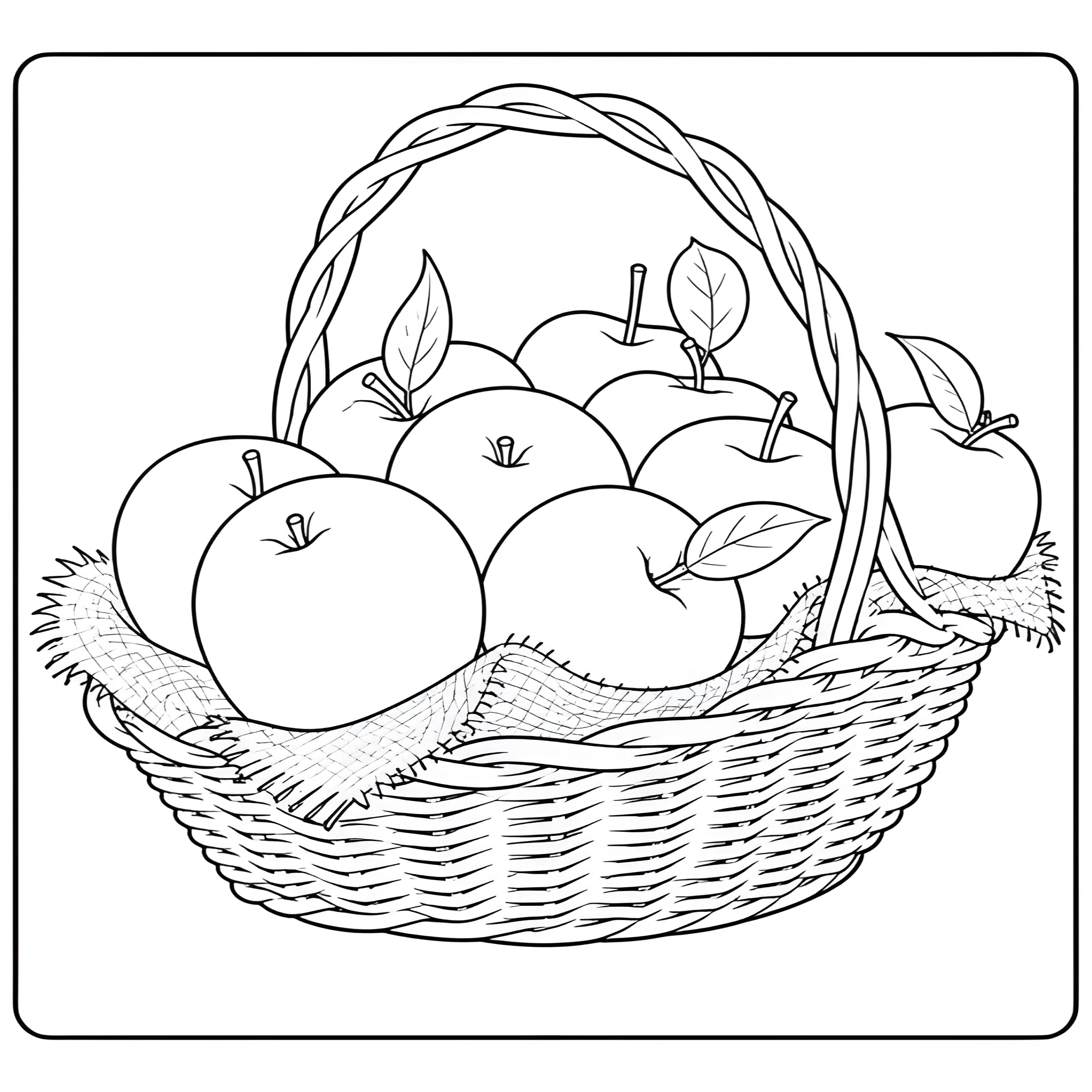 Корзинка с яблоками №5673. Обучающие и развивающие раскраски для детского сада, для начальных классов. Осень.