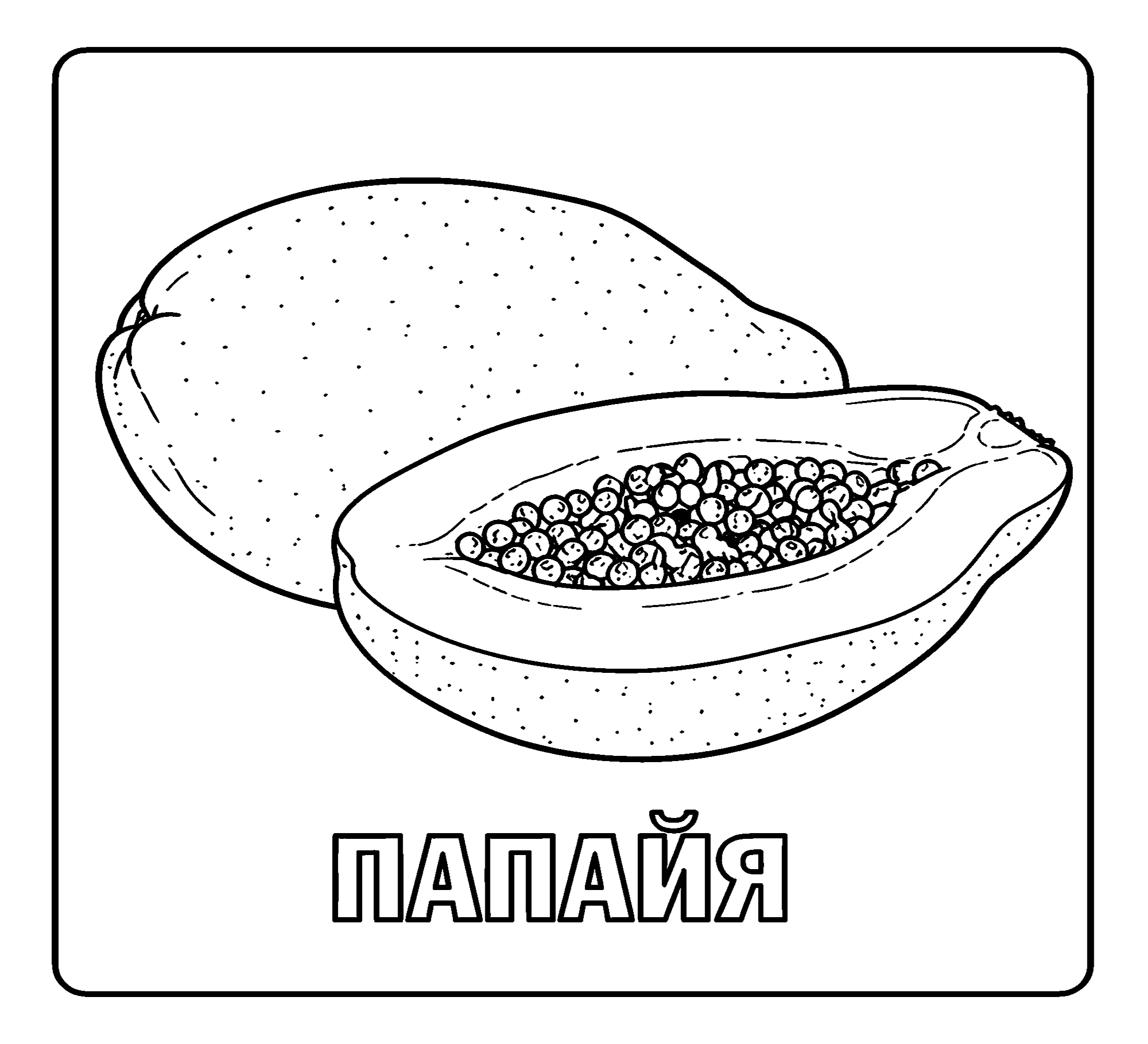 Папайя №3748. Обучающие и развивающие раскраски для детского сада, для начальных классов. Фрукты.