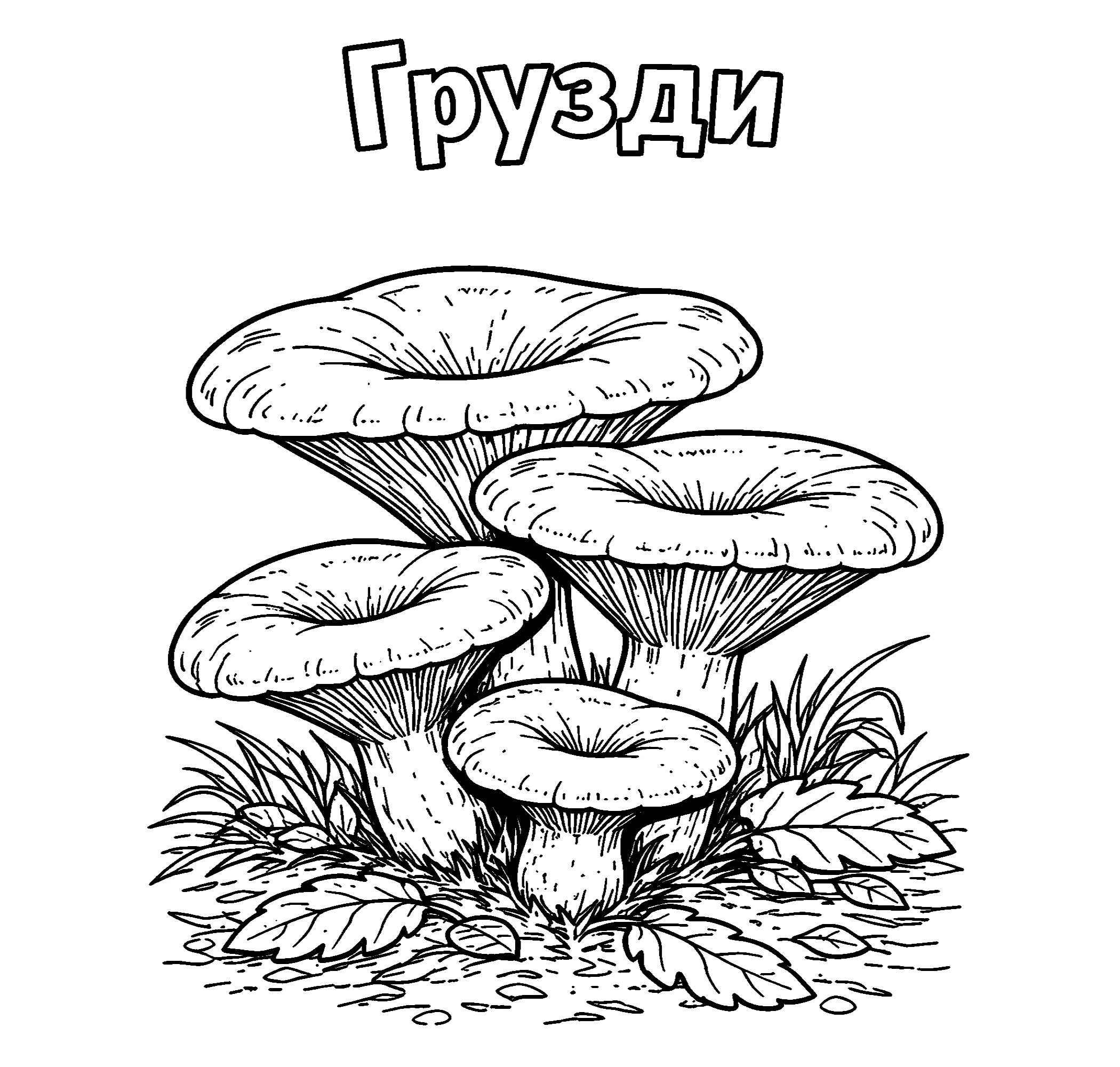 Грузди №3836. Обучающие и развивающие раскраски для детского сада, для начальных классов. Грибы.