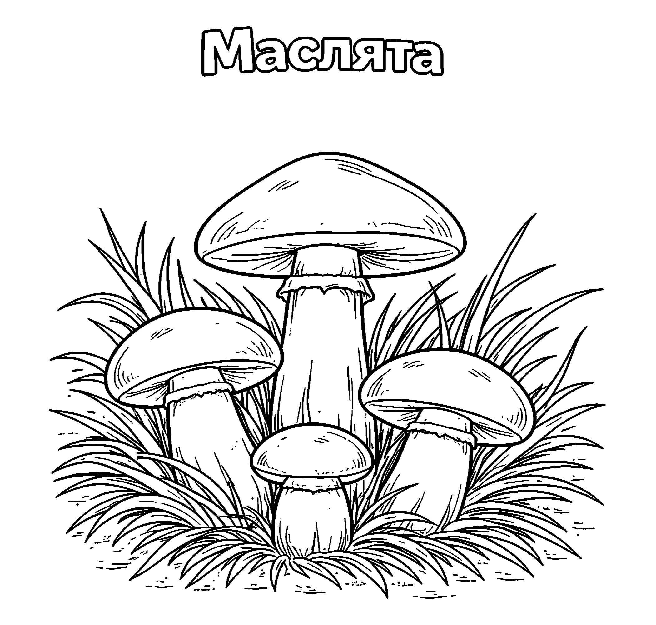 Маслята Распечатка №3827. Обучающие и развивающие раскраски для детского сада, для начальных классов. Грибы.