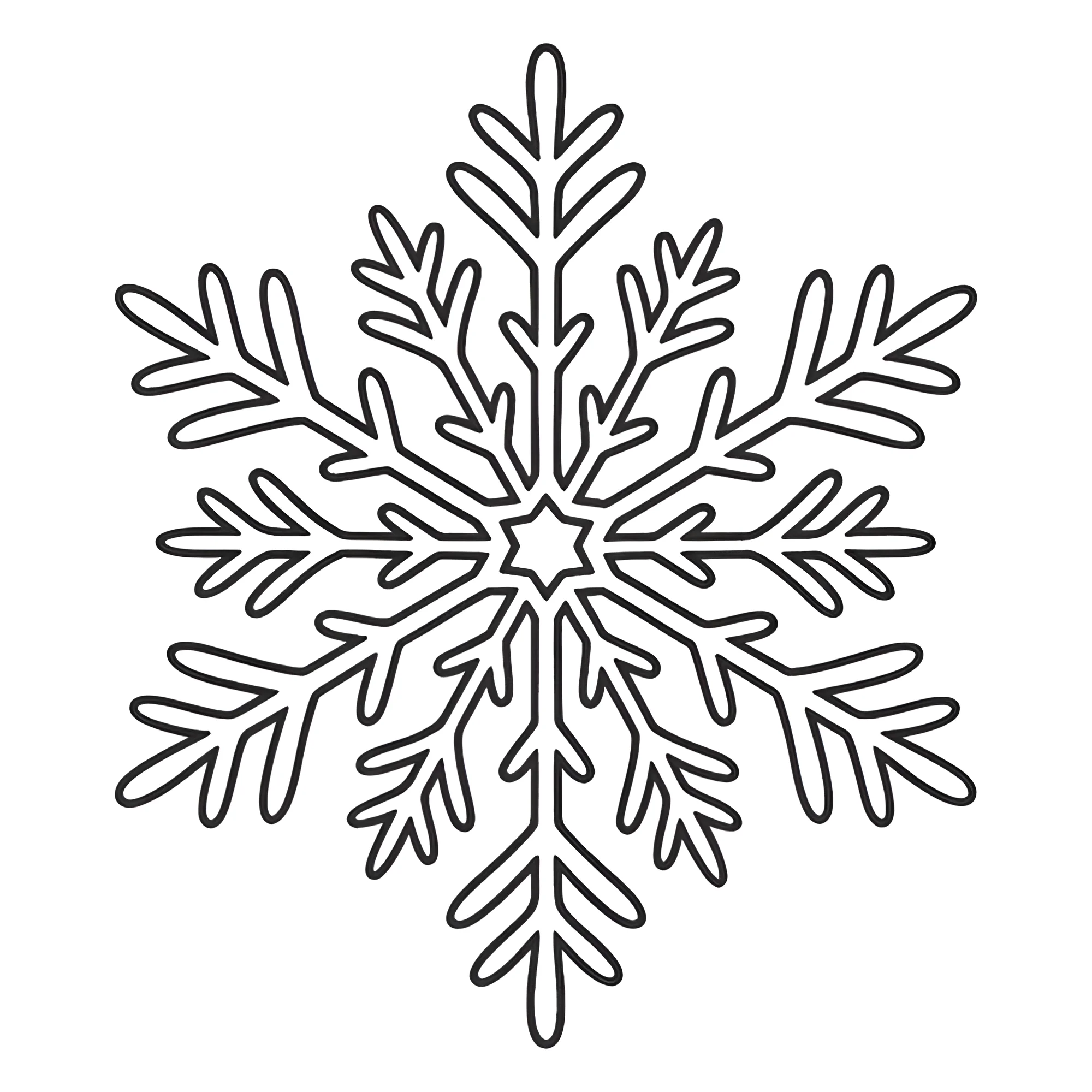 Снежинка на Новый год №5649. Обучающие и развивающие раскраски для детского сада, для начальных классов. Снежинки.