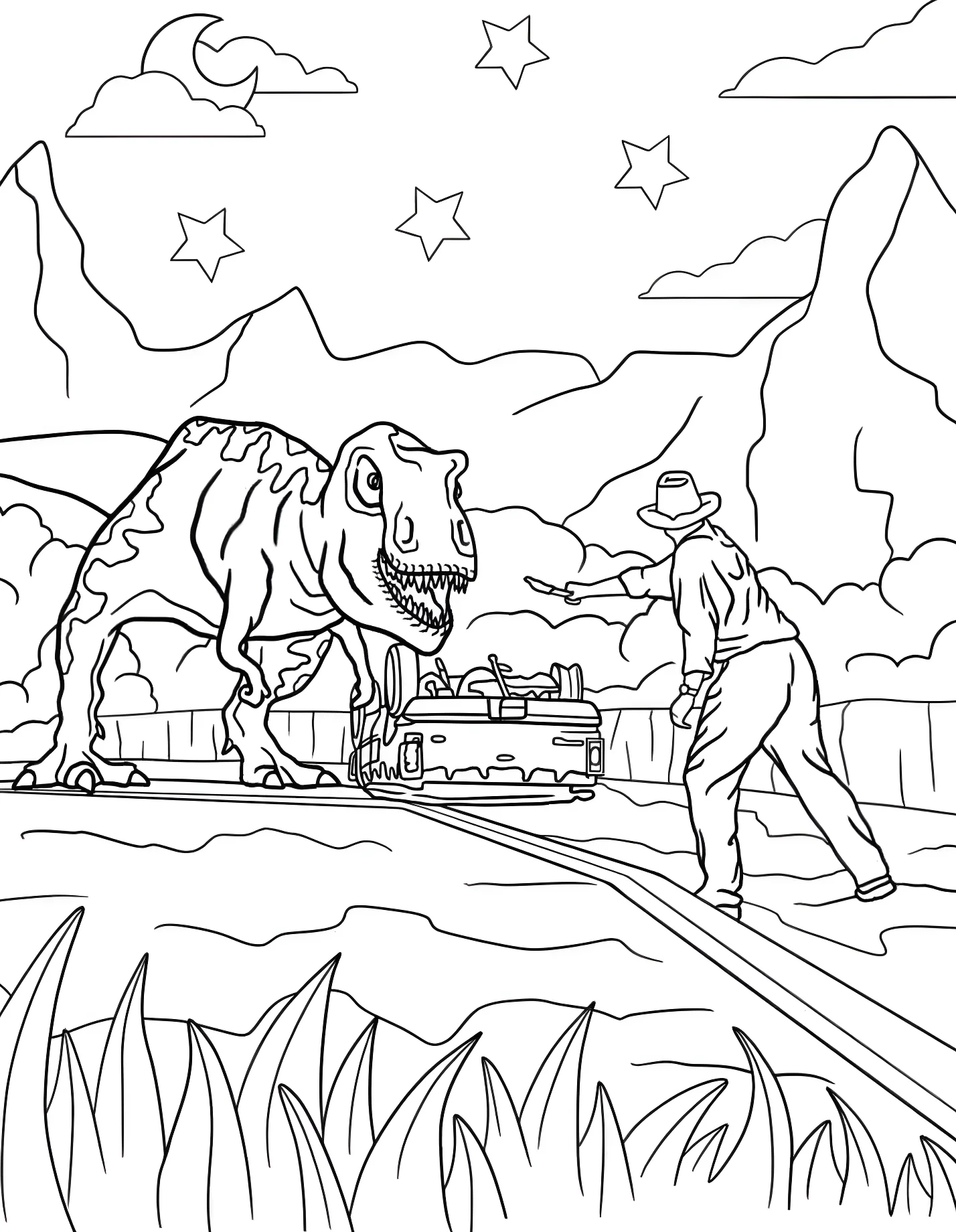 Динозавр и исследователь №21434. Динозавры. Парк юрского периода (Jurassic Park).