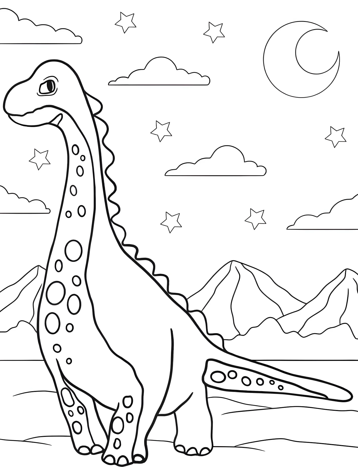 Забавный брахиозавр ночью №21337. Динозавры. Брахиозавр (Brachiosaurus).