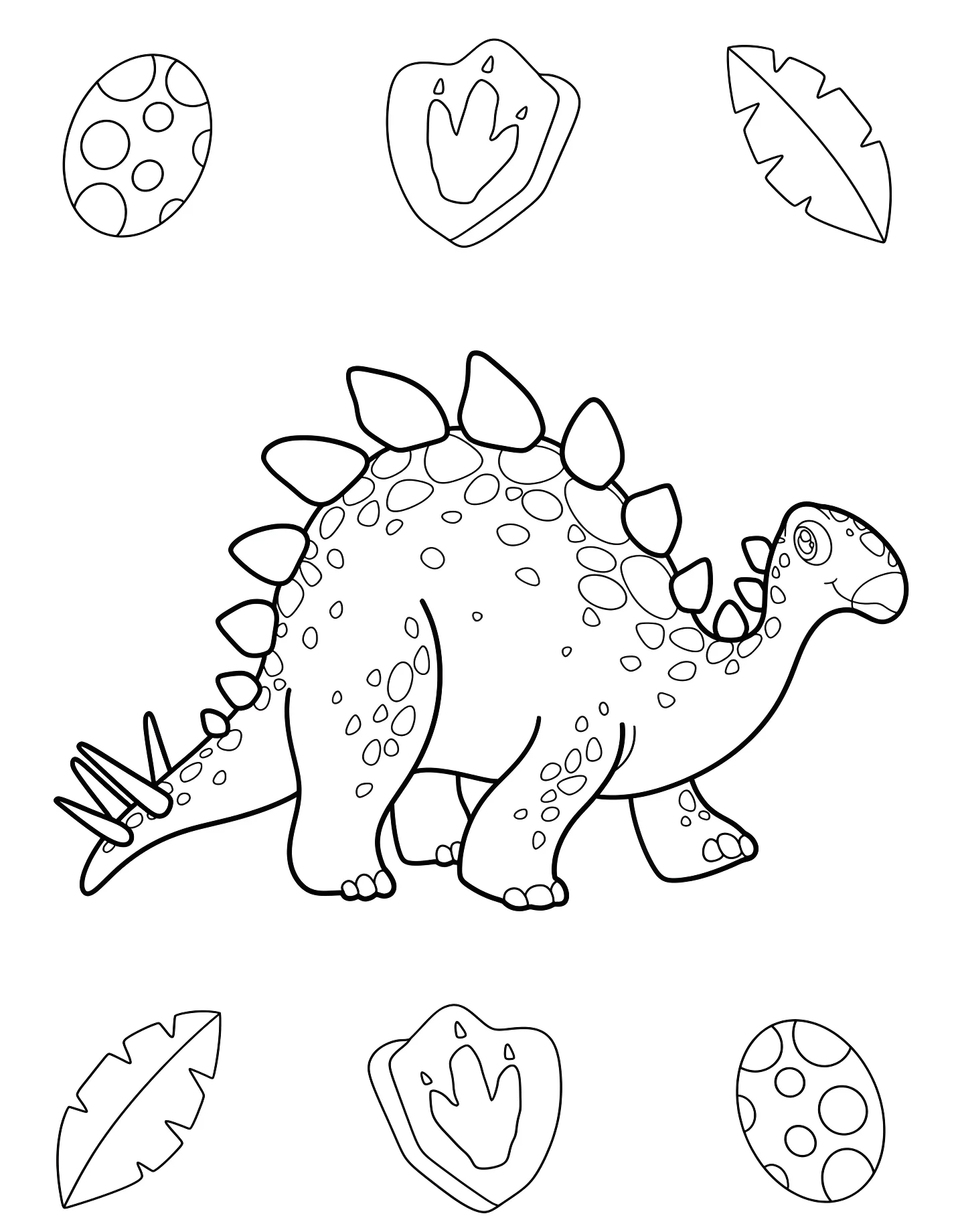 Милый стегозавр для творчества №21537. Динозавры. Стегозавр (Stegosaurus).