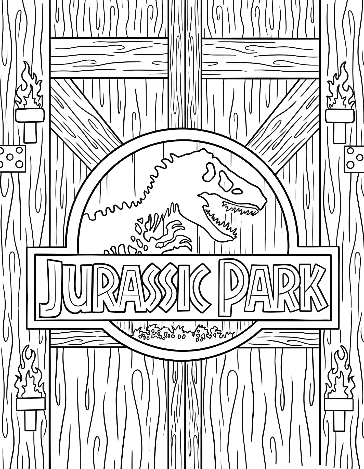 Логотип Юрского парка на воротах №21437. Динозавры. Парк юрского периода (Jurassic Park).