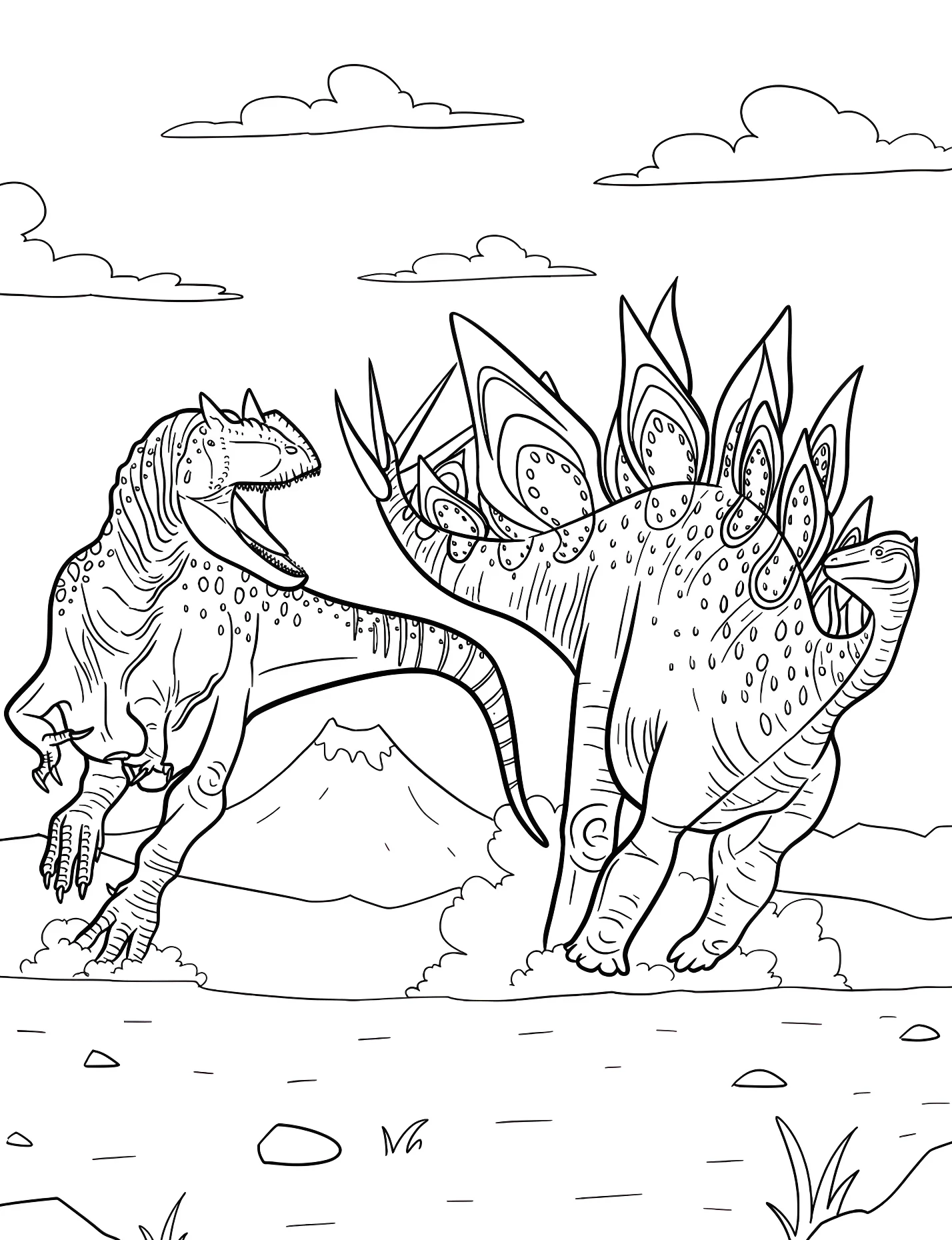 Битва стегозавра и аллозавра №21291. Динозавры. Аллозавр (Allosaurus).