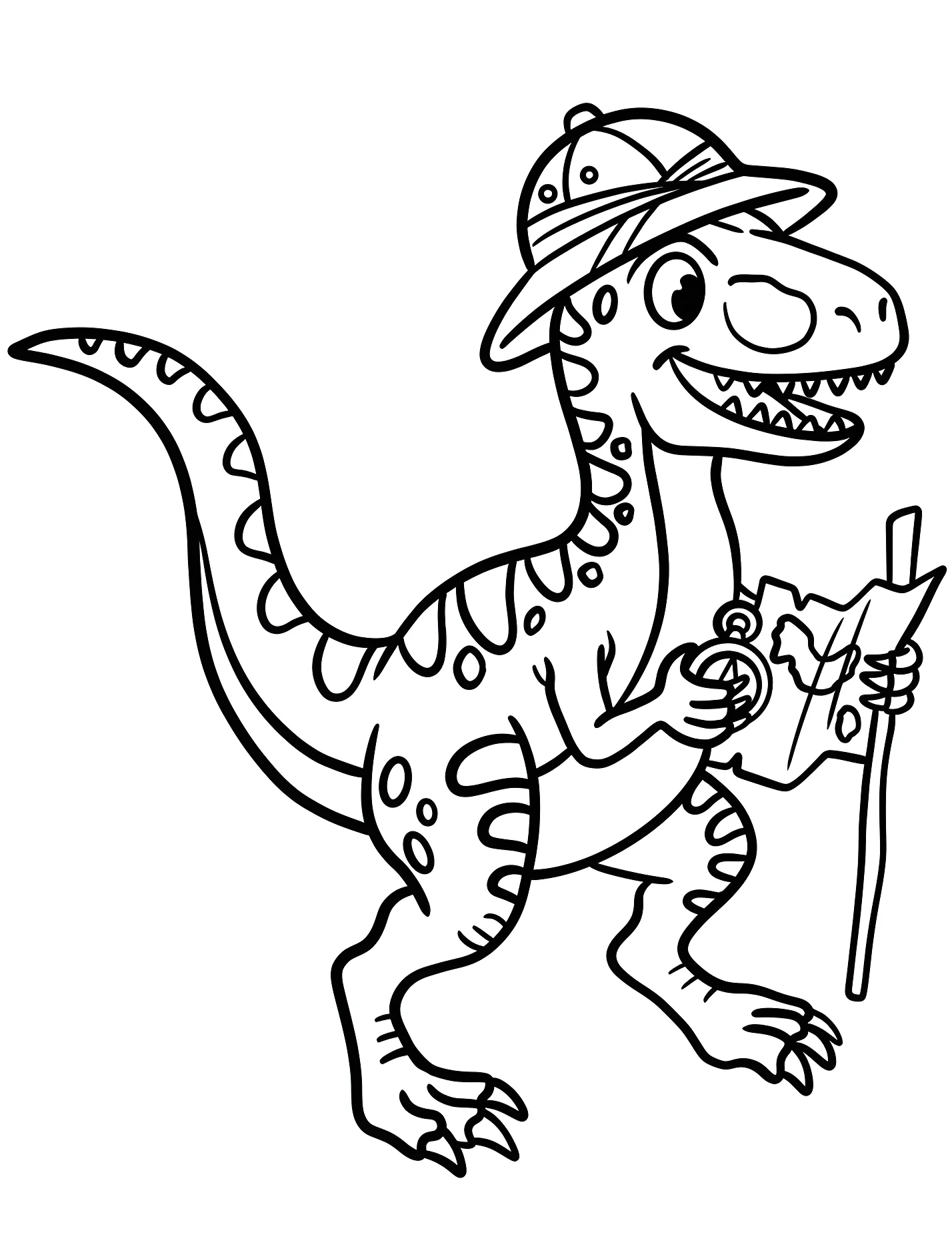 Веселый велоцираптор путешественник №21655. Динозавры. Велоцираптор (Velociraptor).