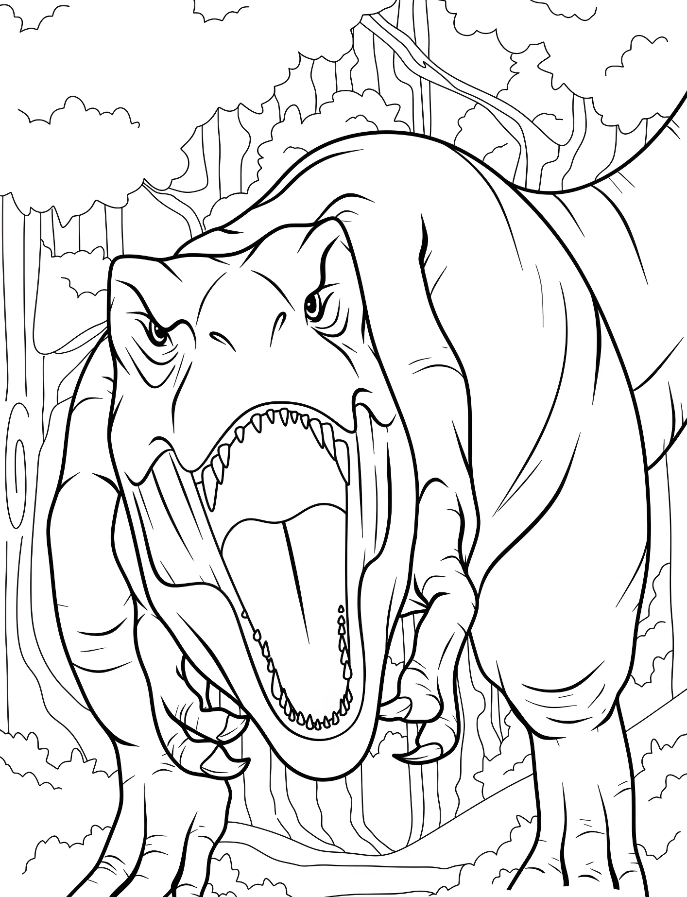 Злой тираннозавр с острыми зубами №21585. Динозавры. Тираннозавр (Tyrannosaurus rex).