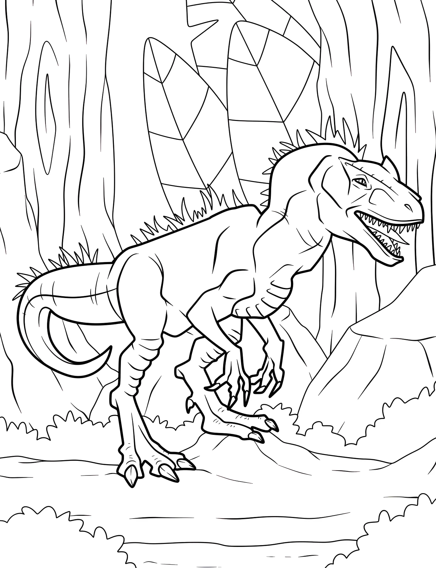 Динозавр Индоминус Рекс в лесу №21421. Динозавры. Индоминус Рекс (Indominus Rex).