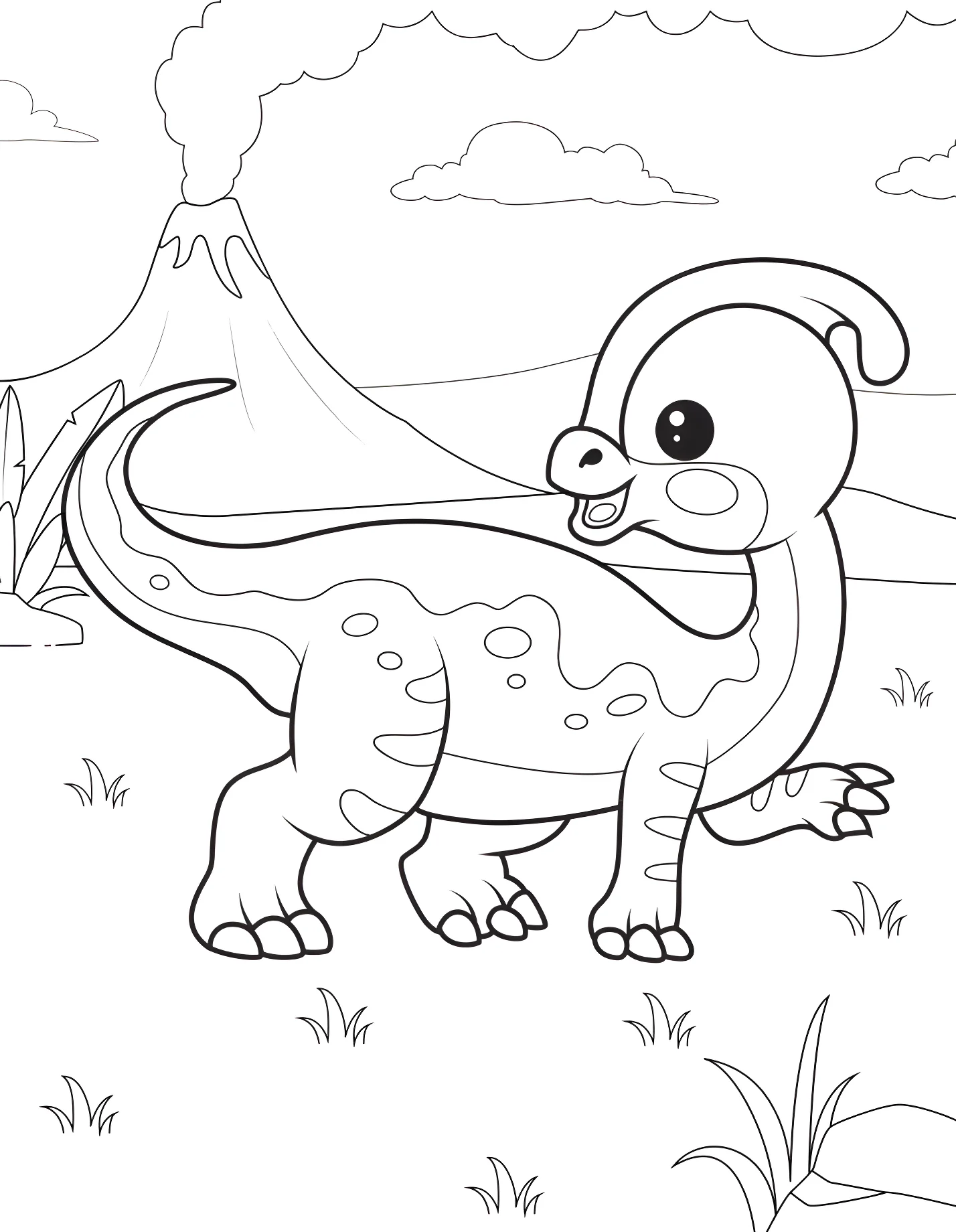 Милый параяуролоф для малышей №21480. Динозавры. Паразавролоф (Parasaurolophus).