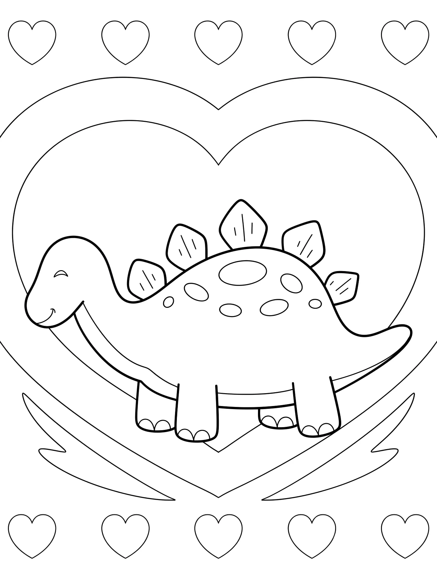 Милый стегозавр в форме сердца №21543. Динозавры. Стегозавр (Stegosaurus).
