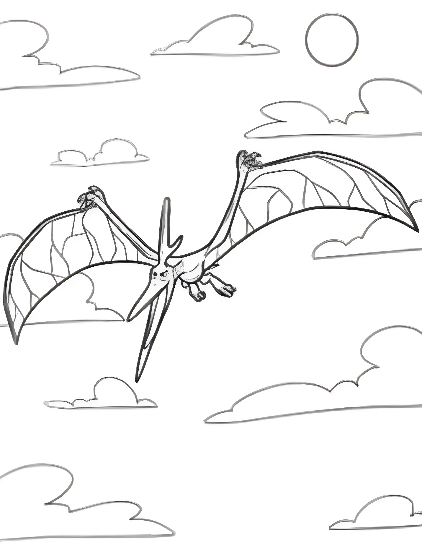 Птеродактиль летит в небе №21503. Динозавры. Птеродактиль (Pterodactylus).
