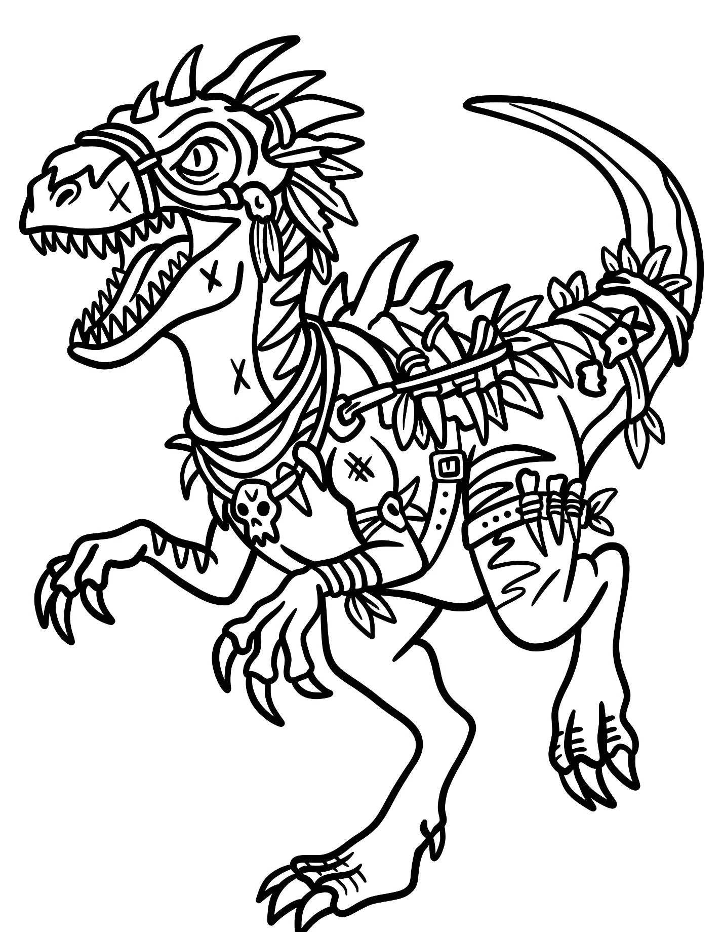 Велоцираптор в панк-стиле №21661. Динозавры. Велоцираптор (Velociraptor).