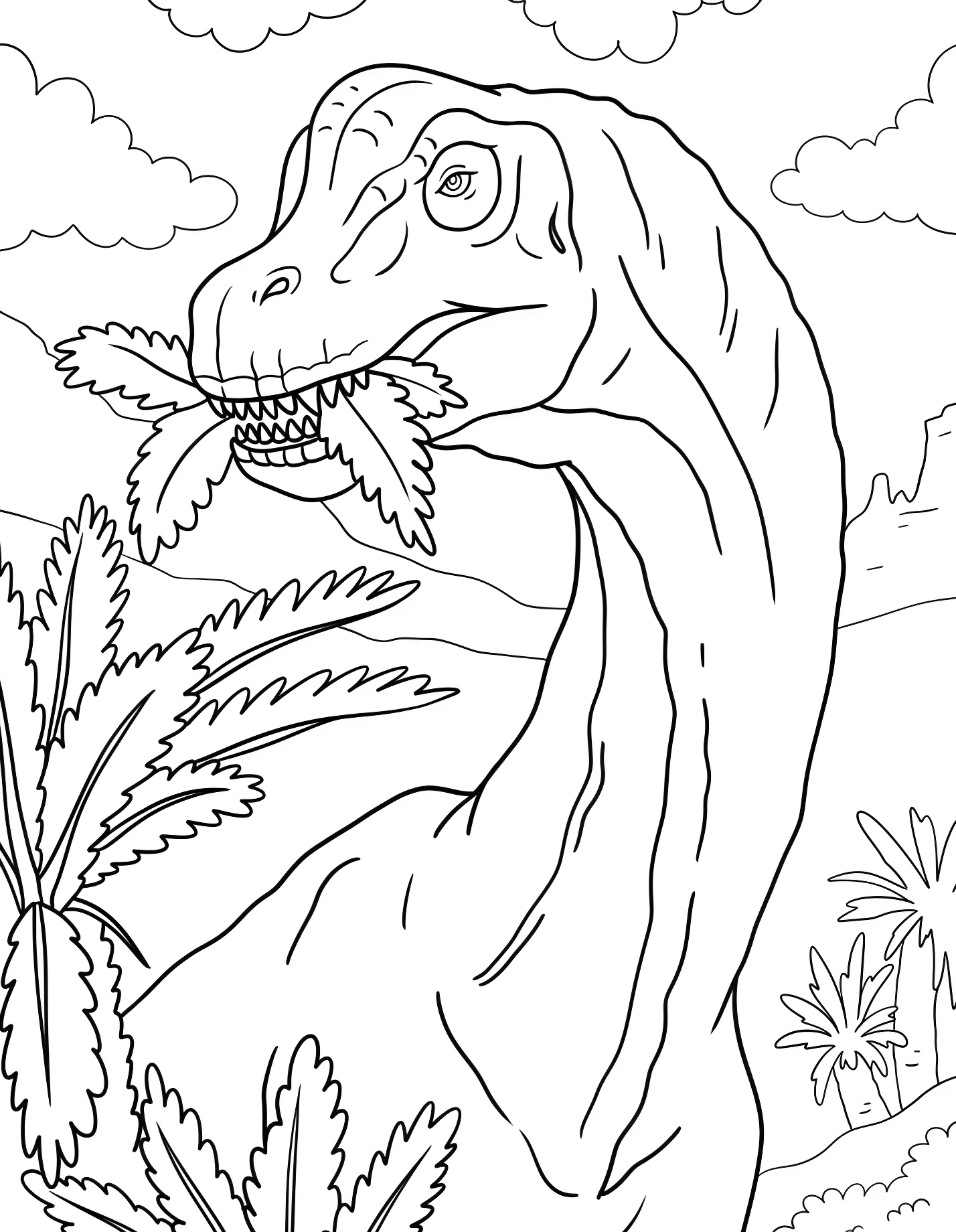 Брахиозавр ест листья папоротника №21351. Динозавры. Брахиозавр (Brachiosaurus).