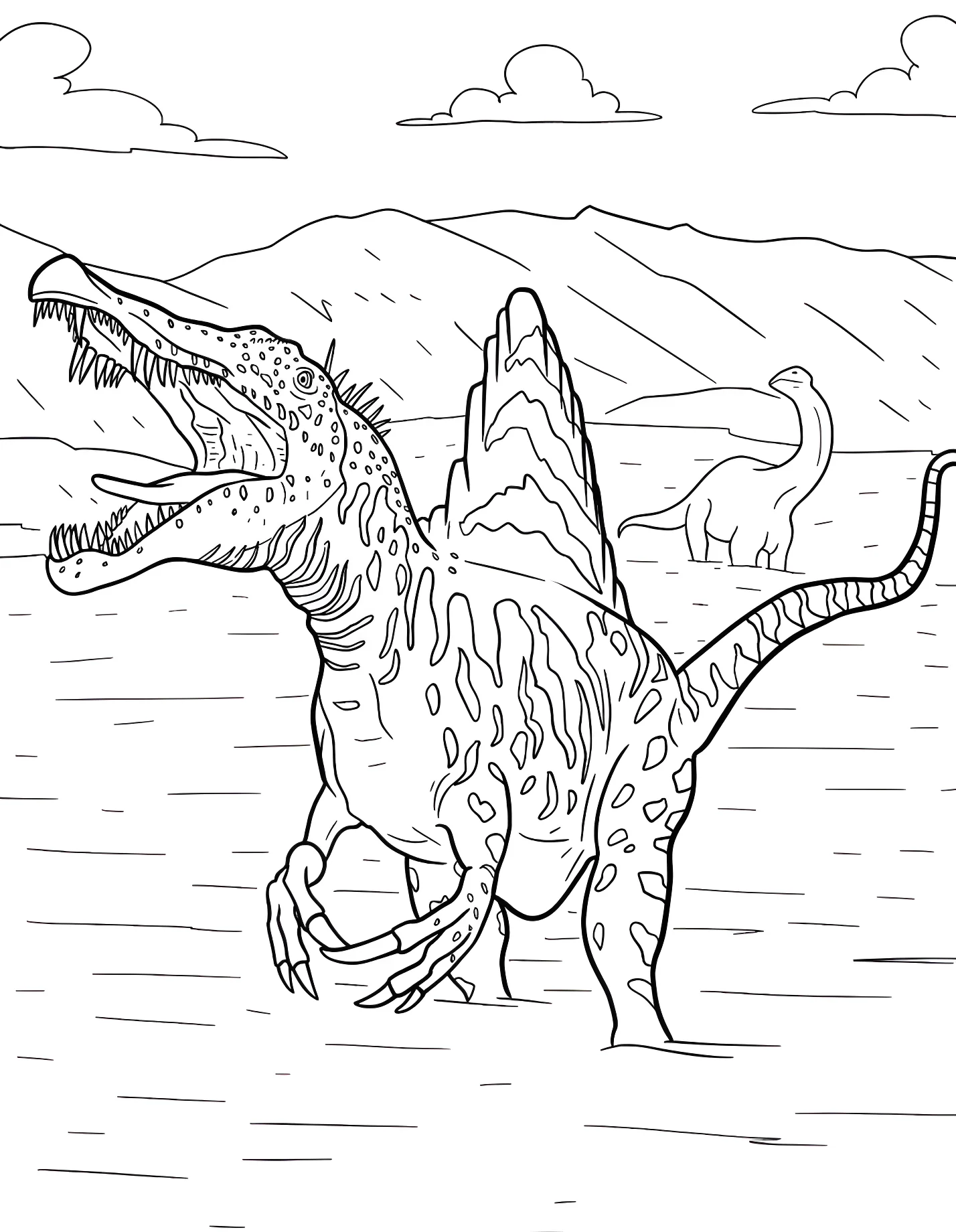 Величественный спинозавр №21522. Динозавры. Спинозавр (Spinosaurus).
