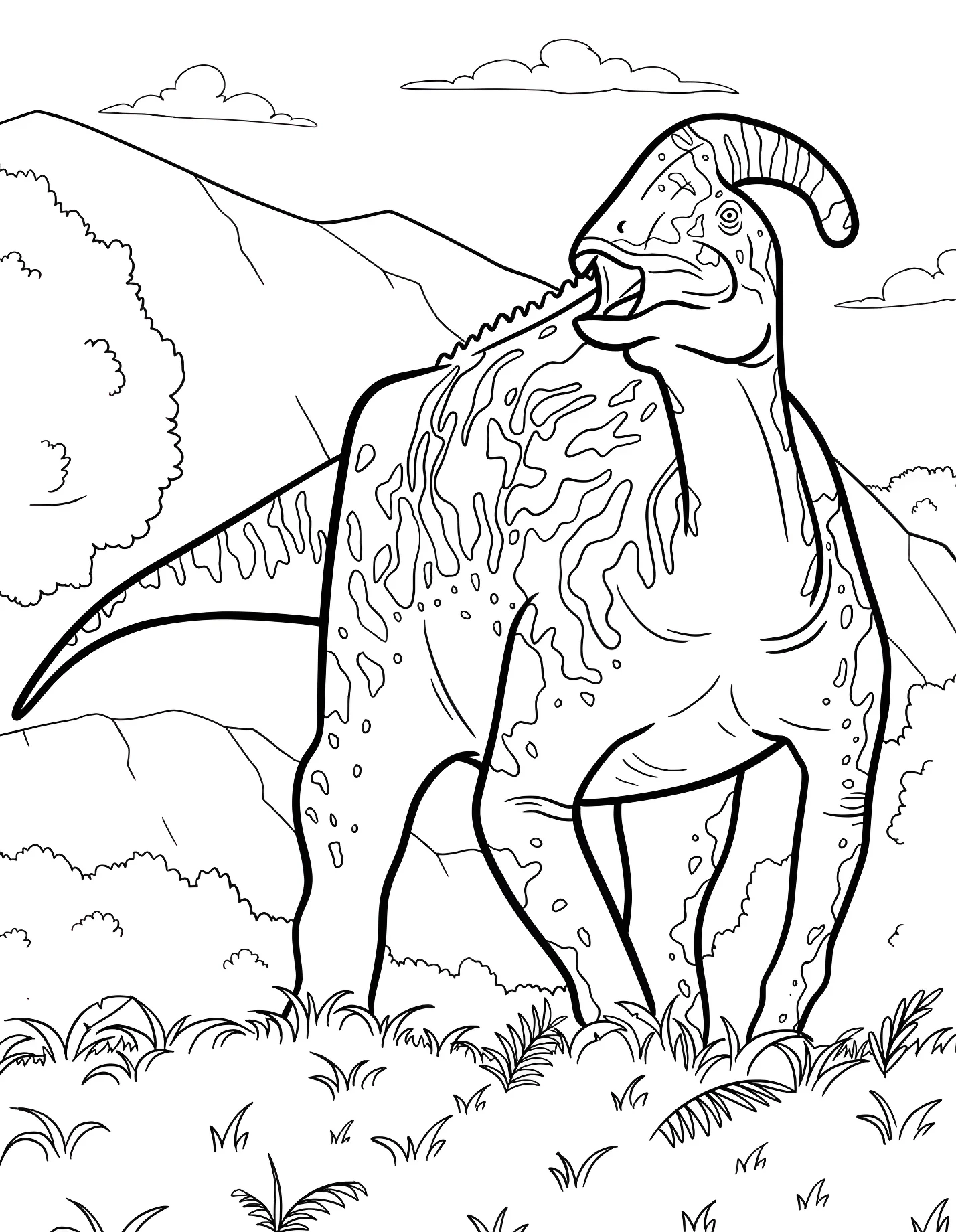 Паразауролоф - динозавр в лесу №21489. Динозавры. Паразавролоф (Parasaurolophus).