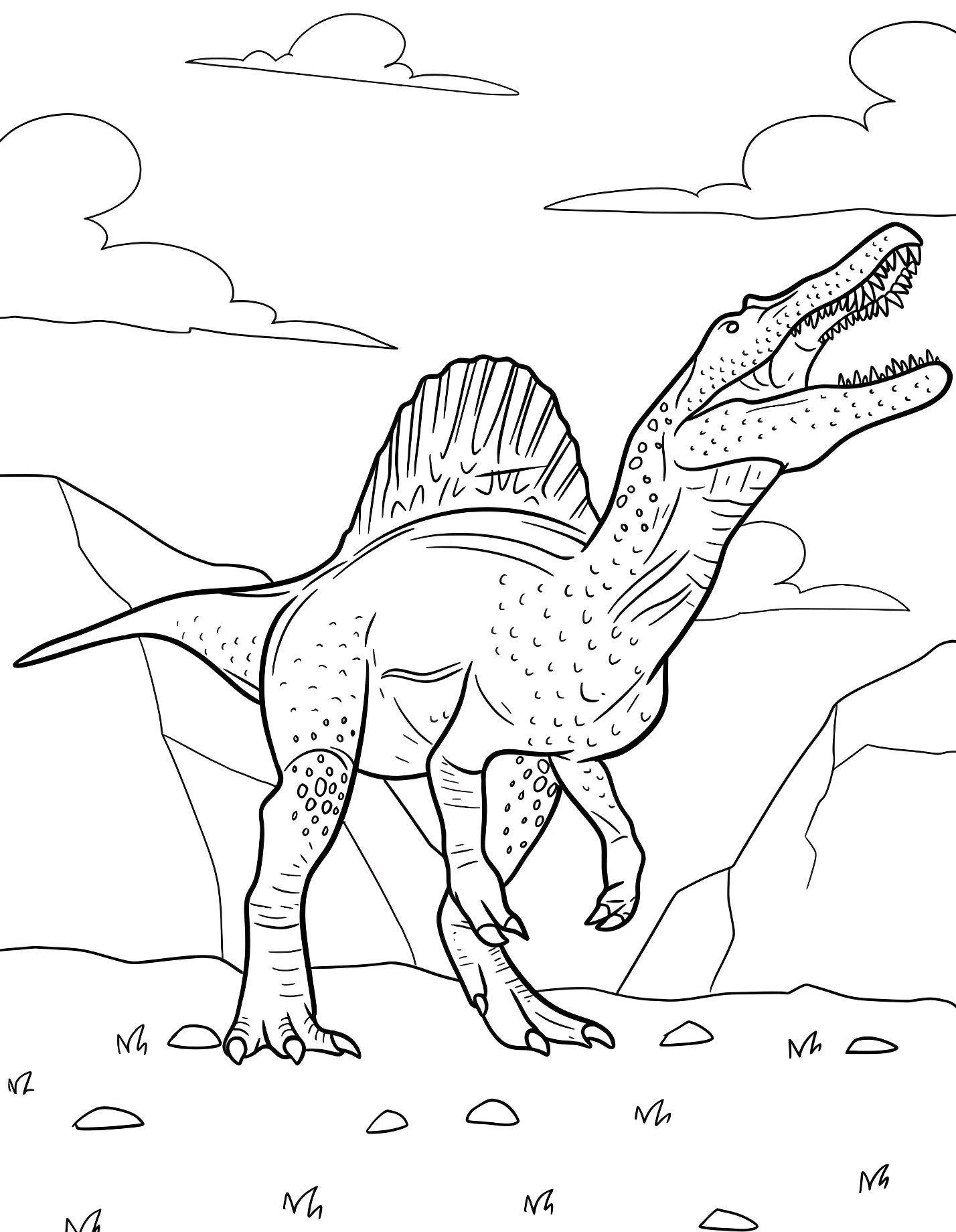 Динозавр спинозавр смотрит в небо №21523. Динозавры. Спинозавр (Spinosaurus).