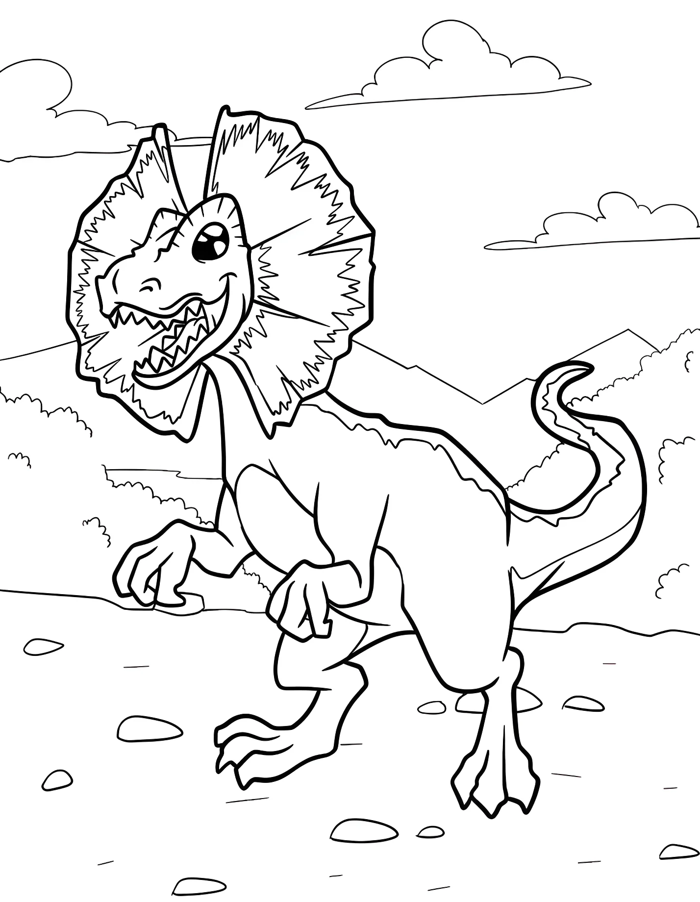 Забавный дилофозавр №21374. Динозавры. Дилофозавр (Dilophosaurus).