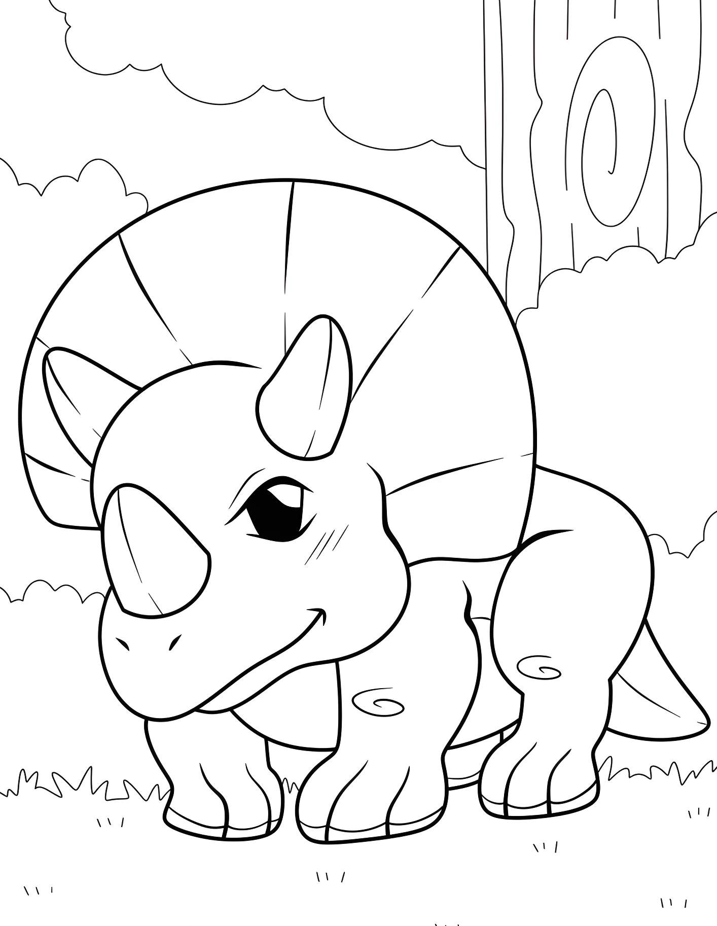 Милый трицератопс №21623. Динозавры. Трицератопс (Triceratops).