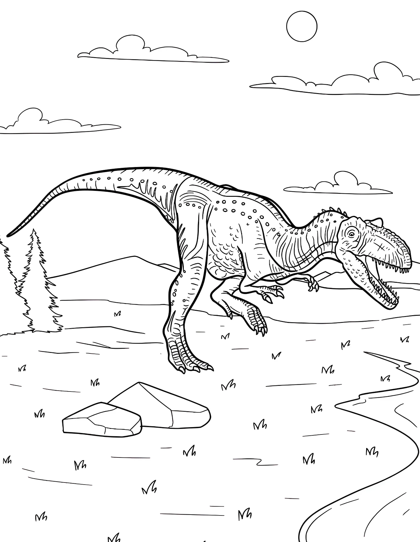 Забавный стегозавр бежит №21299. Динозавры. Аллозавр (Allosaurus).