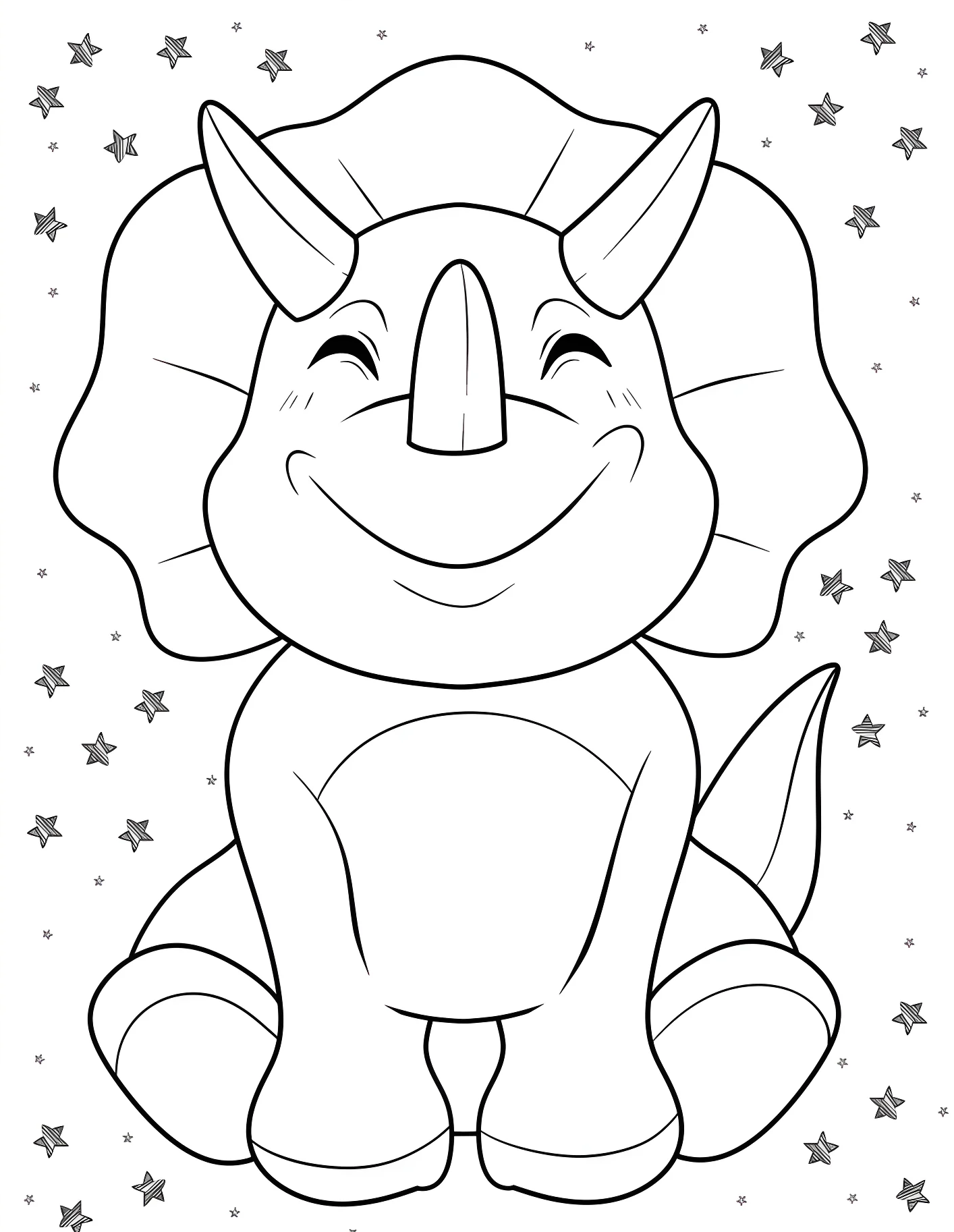 Милый трицератопс с рогами №21626. Динозавры. Трицератопс (Triceratops).