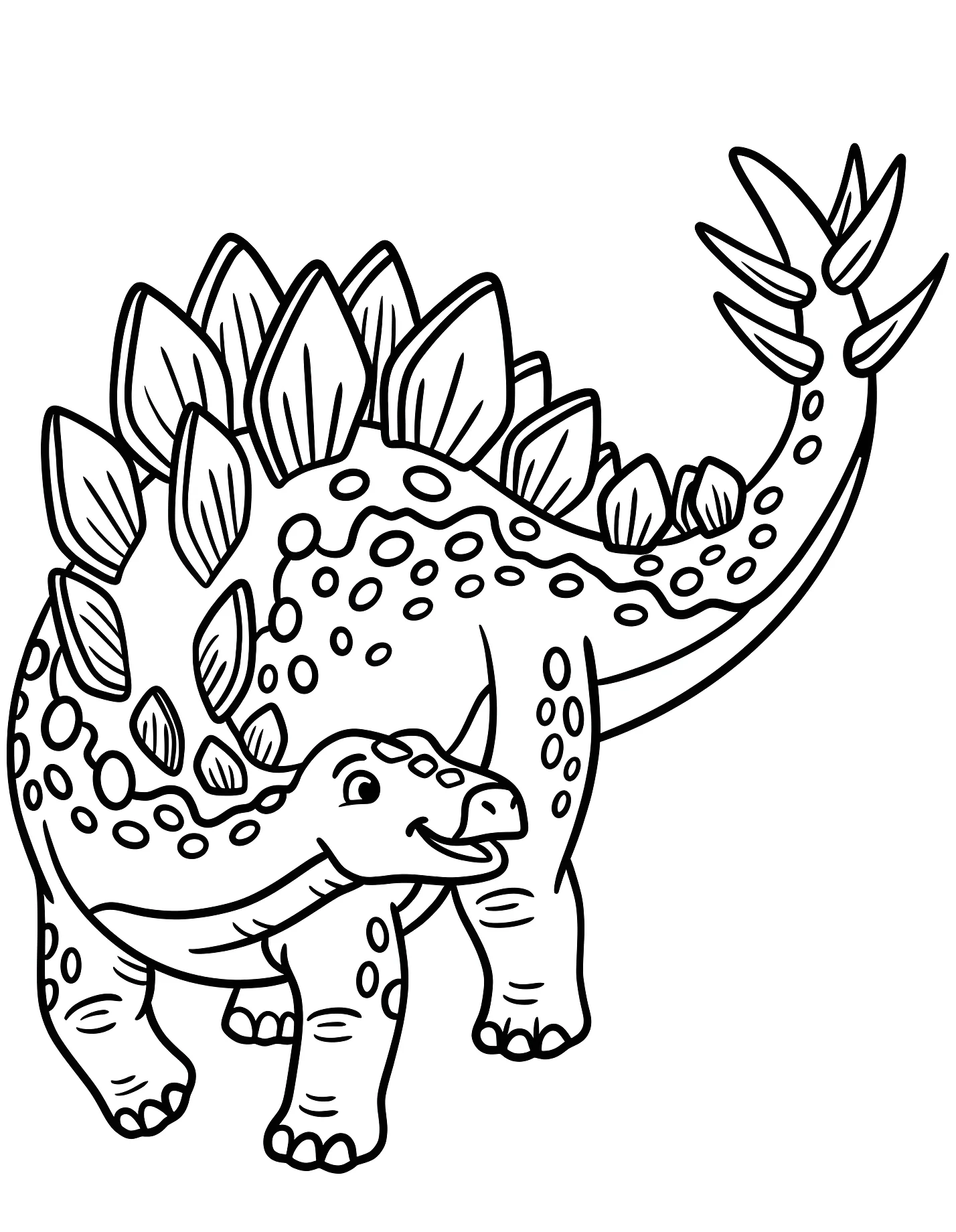 Забавный стегозавр с поднятым хвостом №21569. Динозавры. Стегозавр (Stegosaurus).