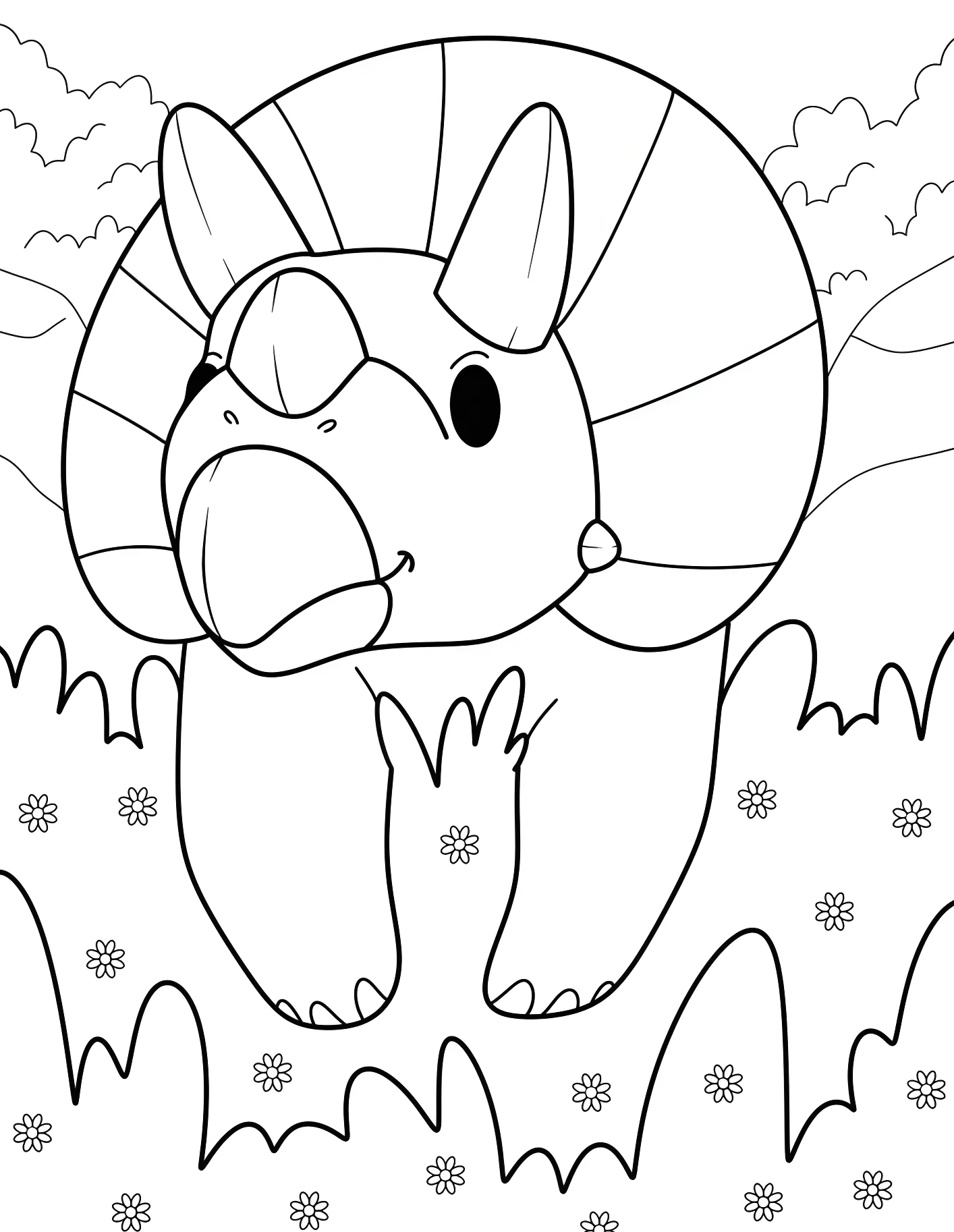 Милый трицератопс для малышей №21628. Динозавры. Трицератопс (Triceratops).