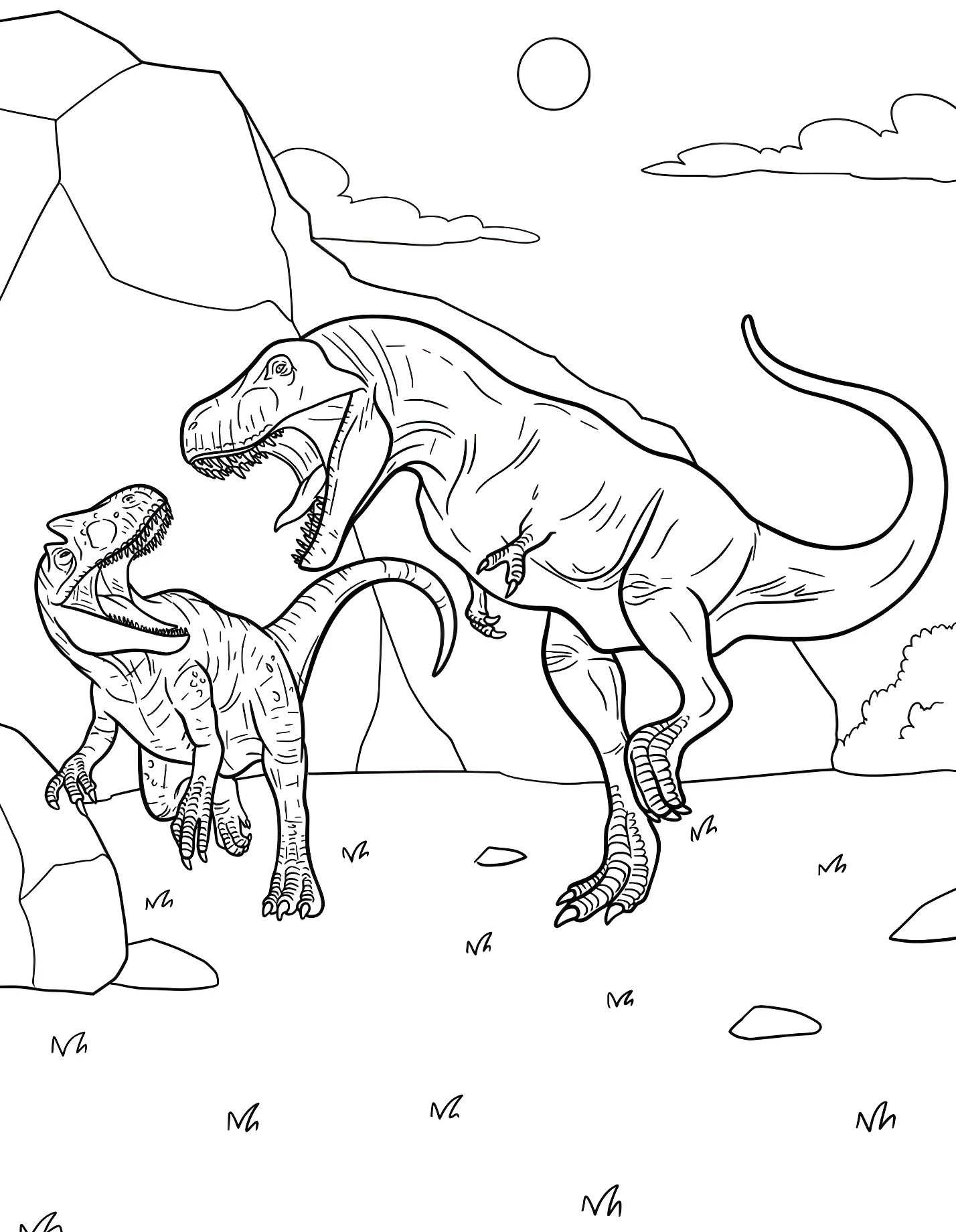 Динозавр тираннозавр нападает на аллозавра №21300. Динозавры. Аллозавр (Allosaurus).