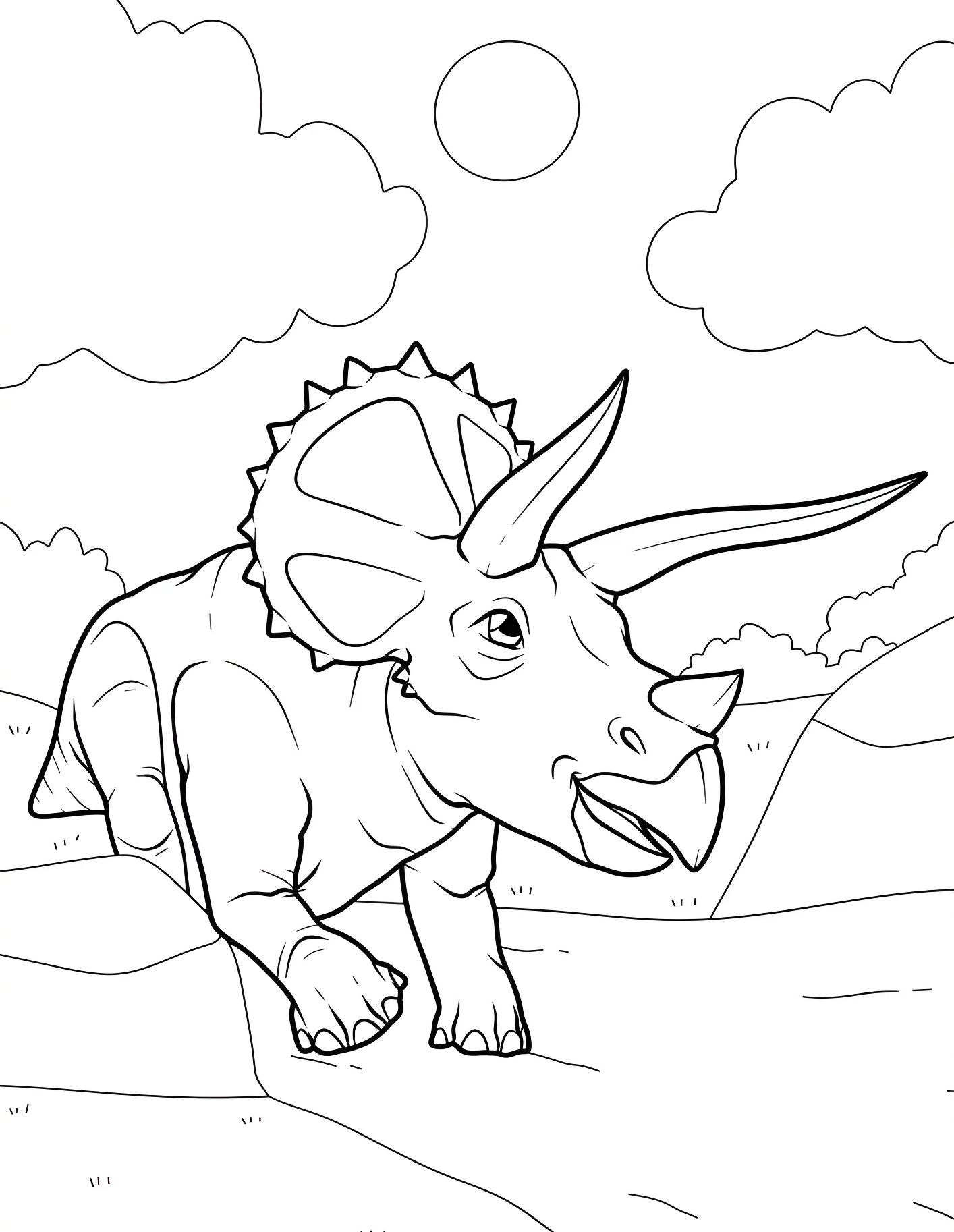Милый трицератопс с тремя рогами №21639. Динозавры. Трицератопс (Triceratops).