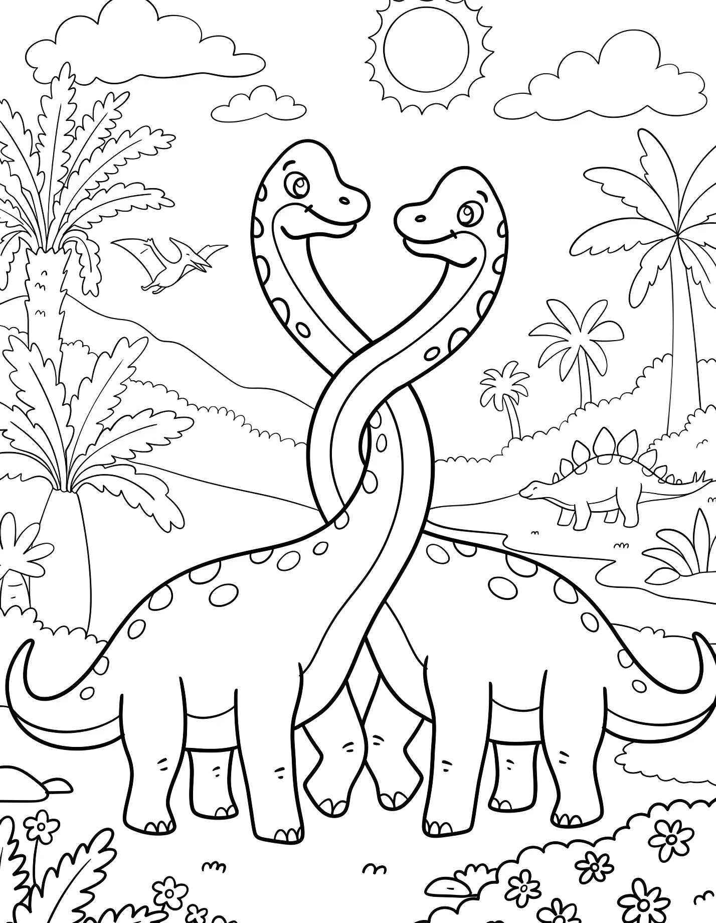 Два брахиозавра в форме сердца №21355. Динозавры. Брахиозавр (Brachiosaurus).