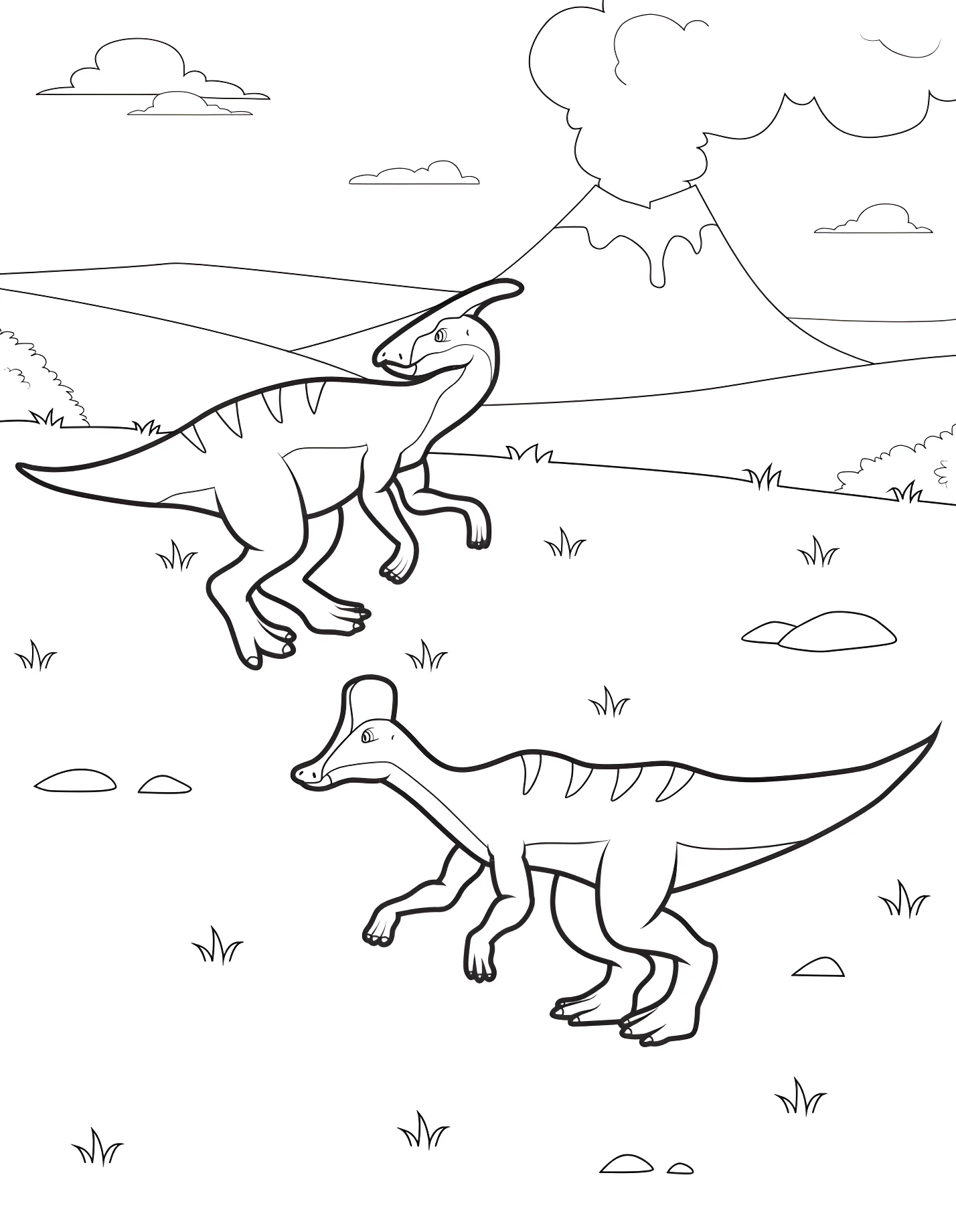 Два патагозавры №21492. Динозавры. Паразавролоф (Parasaurolophus).