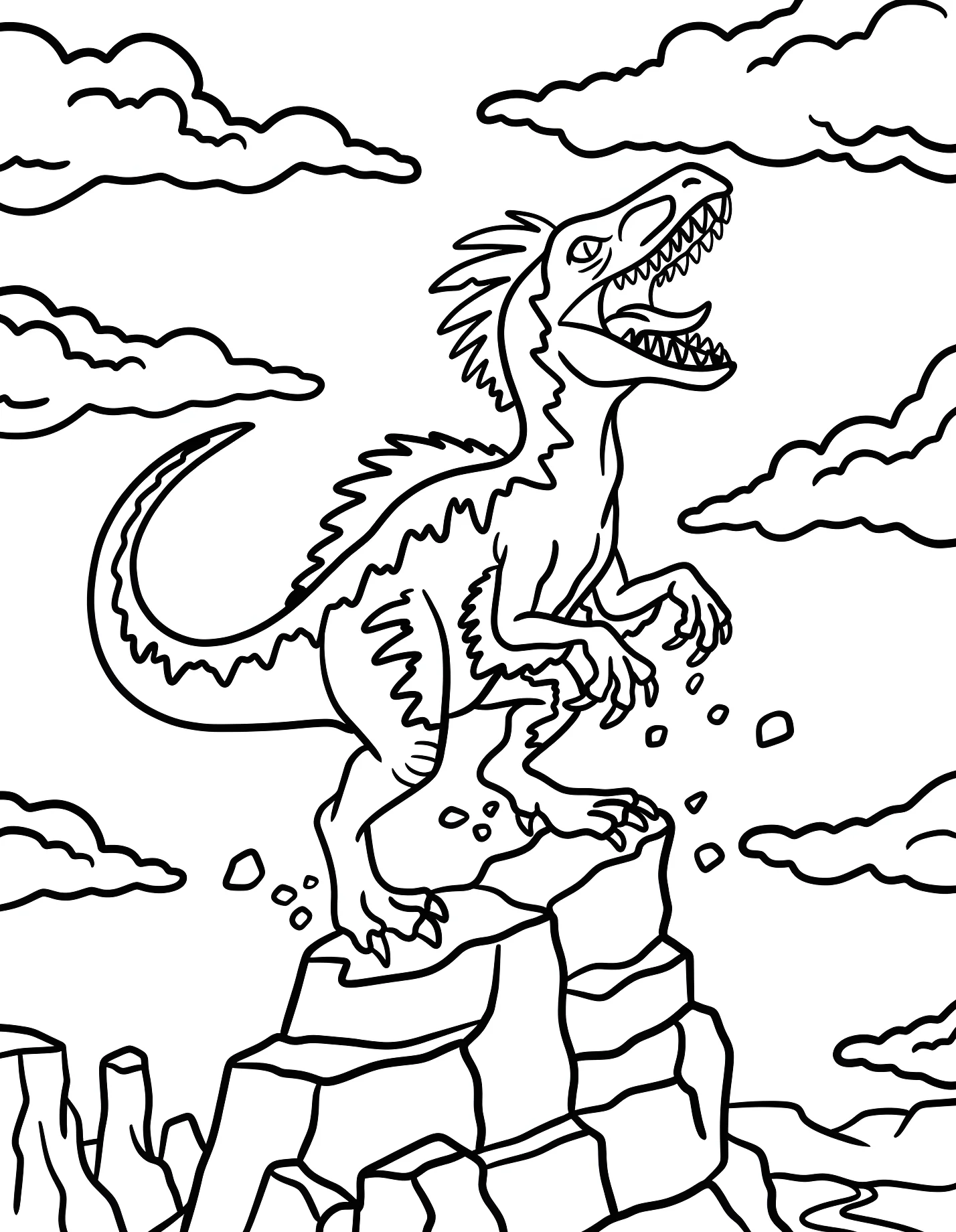 Велоцираптор на скалистом утесе №21677. Динозавры. Велоцираптор (Velociraptor).