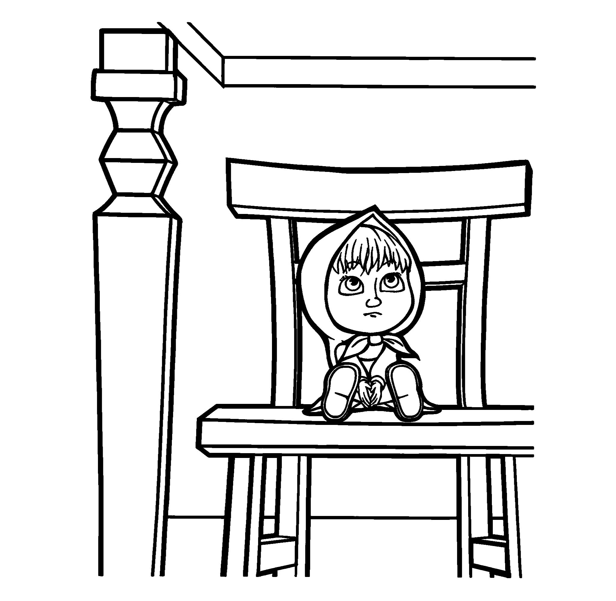 Маша сидит на стульчике №15660. Раскраски по возрастам и полу. Раскраски для детей 3 и 4 года.