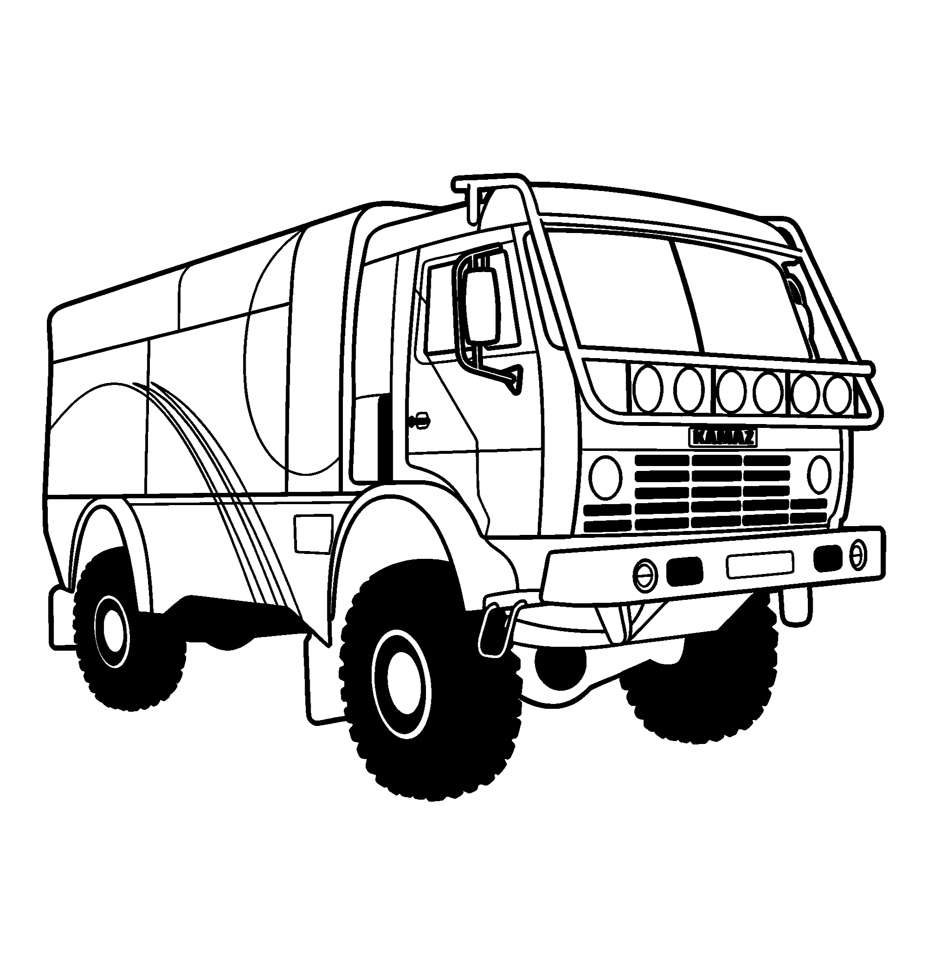 КамАЗ на ралли Дакар, картинка раскраска №15999. Раскраски по возрастам и полу. Раскраски для детей 4 и 5 лет.