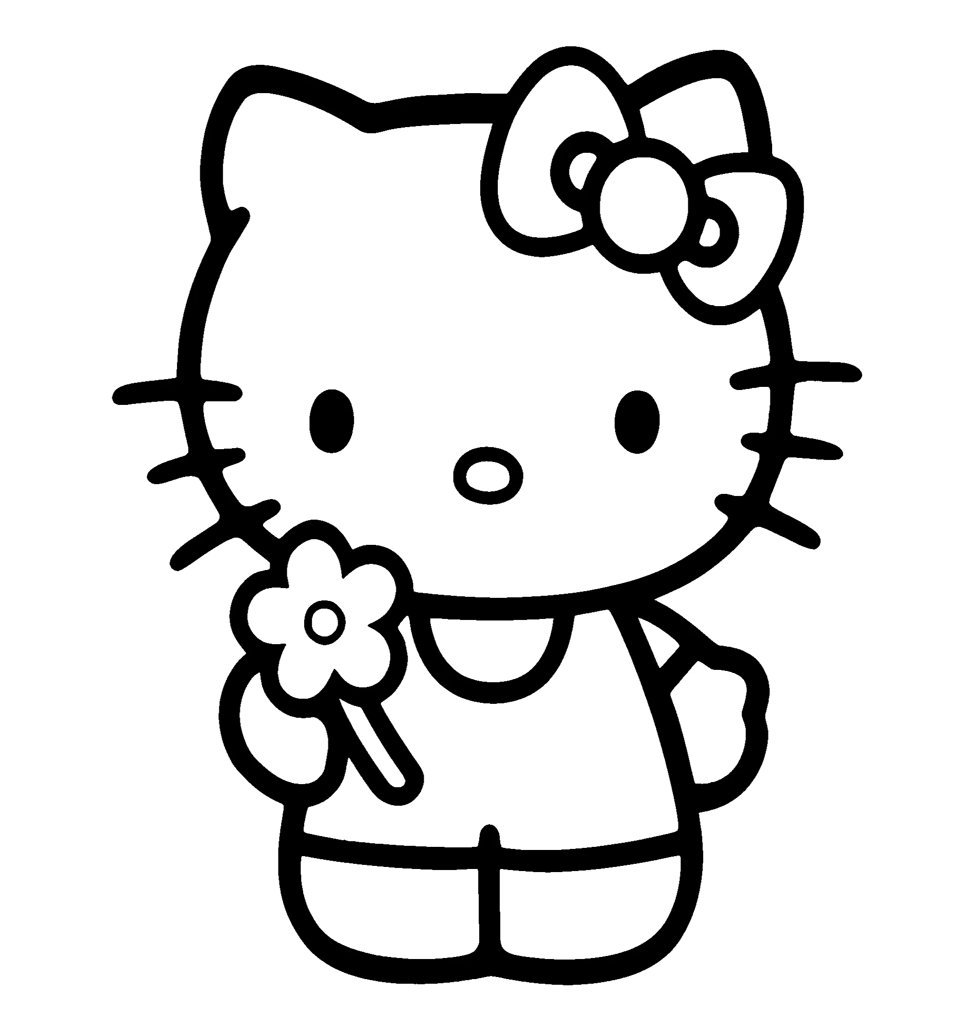 Kitty с цветочком, раскраска 4 - 5 лет №16068. Раскраски по возрастам и полу. Раскраски для детей 4 и 5 лет.