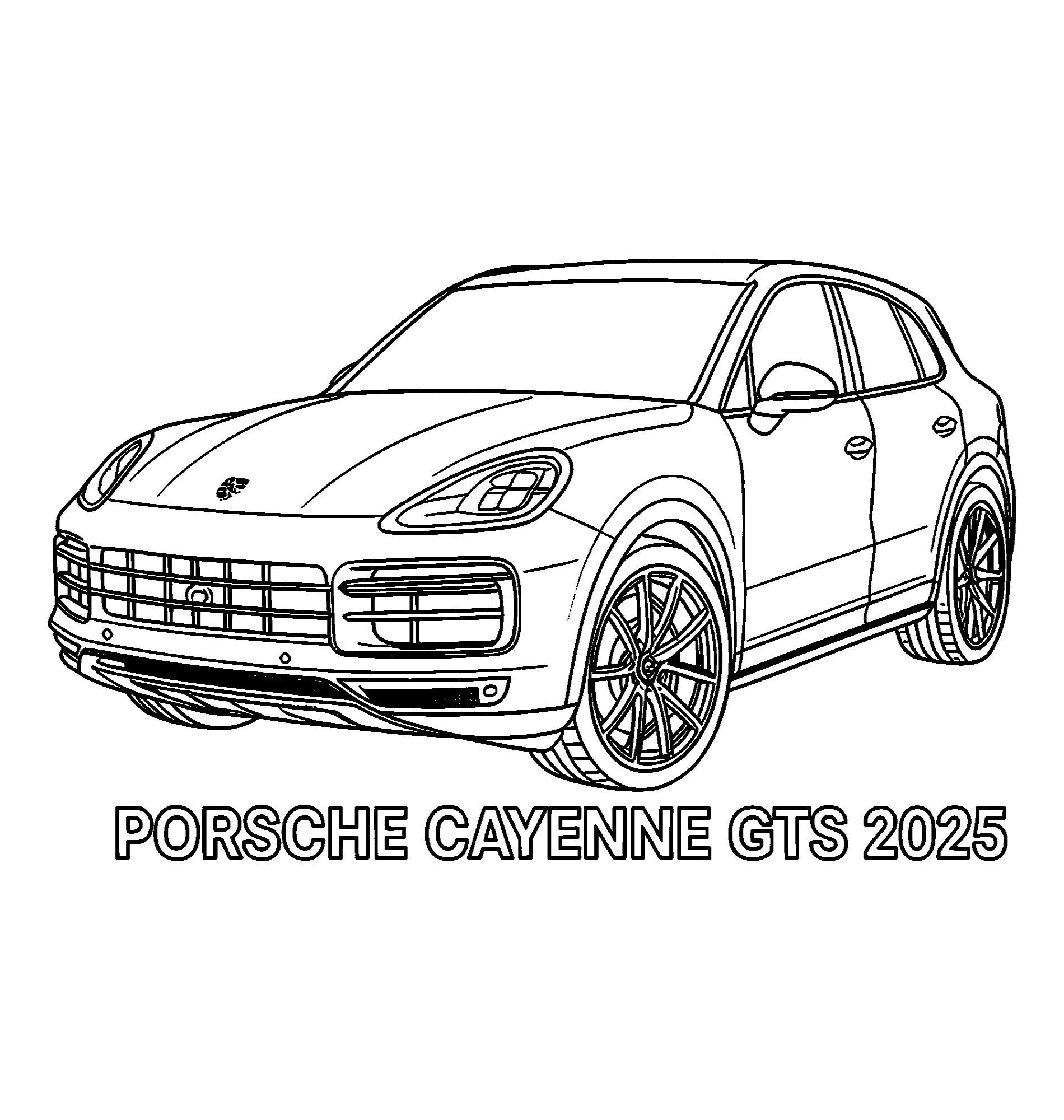 Porsche Cayenne GTS 2025 №16239. Раскраски по возрастам и полу. Раскраски для детей 4 и 5 лет.