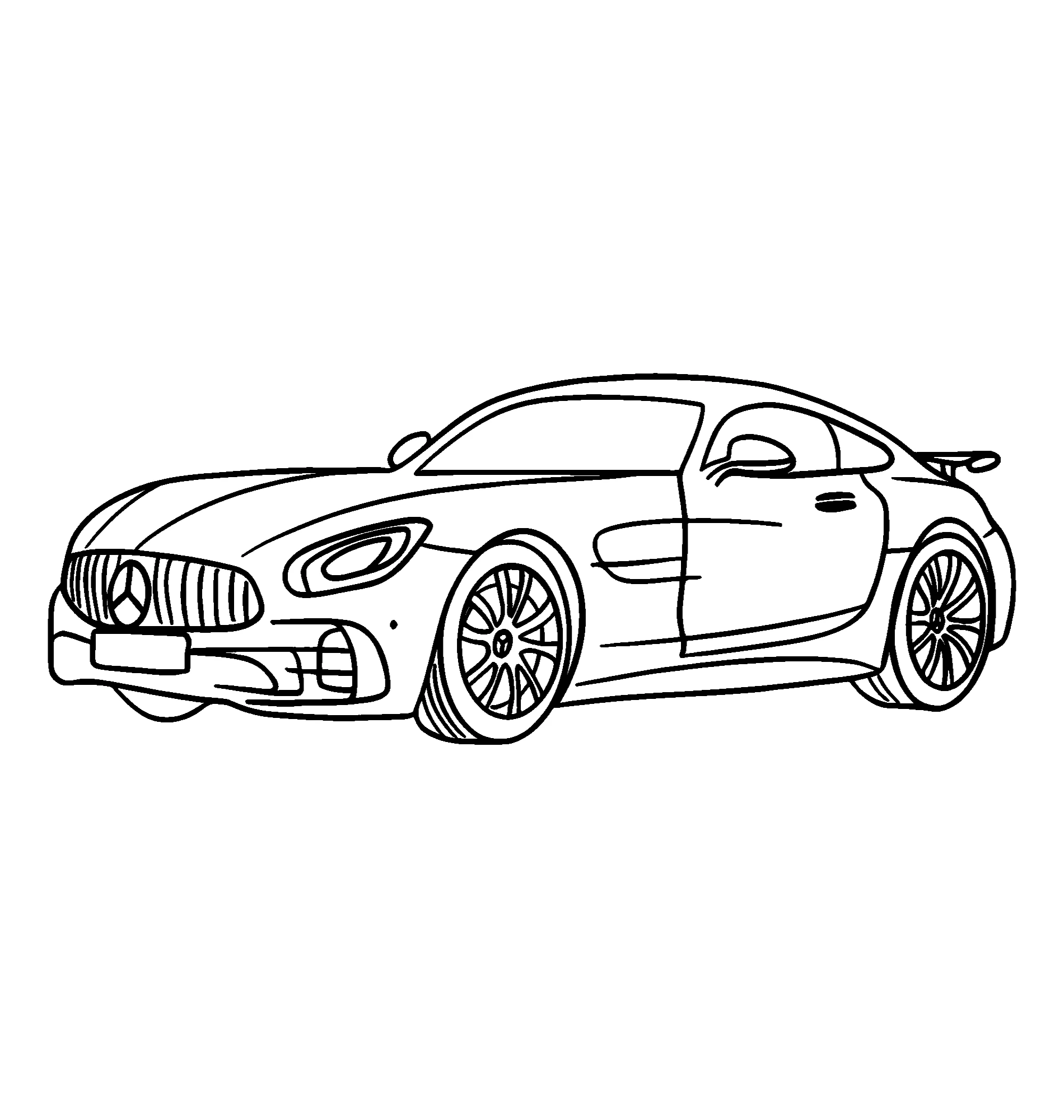 Простой Мерседес AMG GT, раскраска 4 - 5 лет №16663. Раскраски по возрастам и полу. Раскраски для детей 4 и 5 лет.