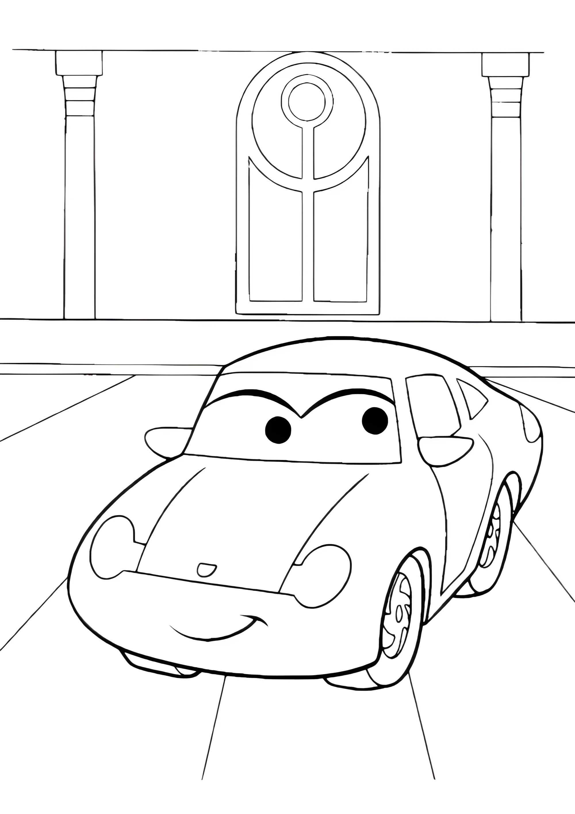 Салли (Sally Carrera) на стоянке №16932. Раскраски по возрастам и полу. Раскраски для детей 4 и 5 лет.
