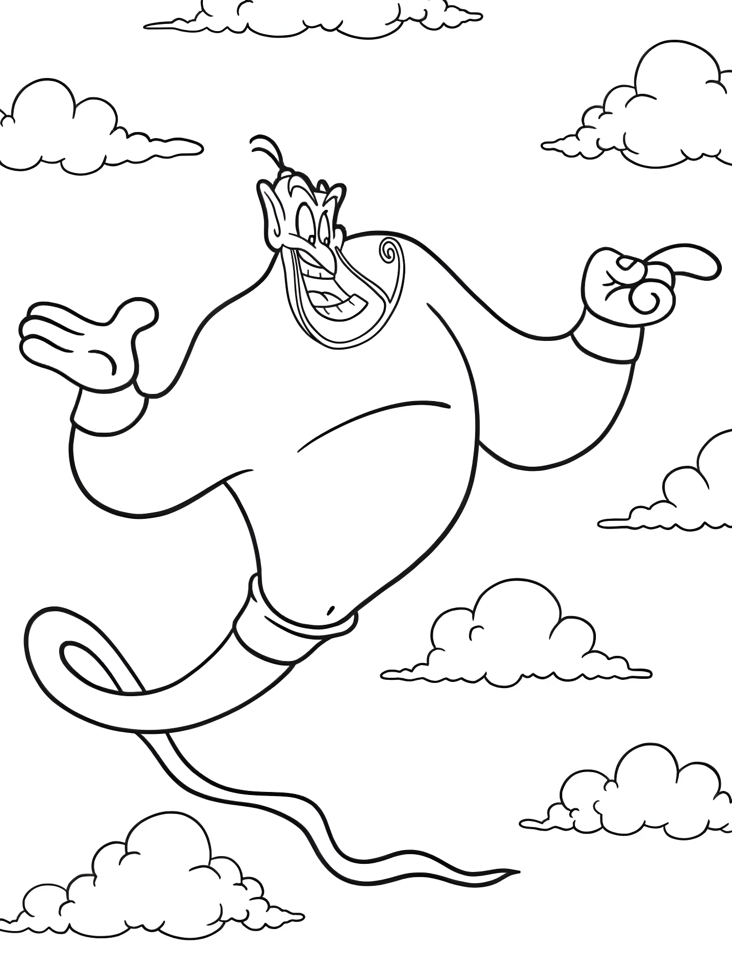 Джинн Алладина №5324. Раскраски для девочек по категориям. Аладдин (Aladdin).