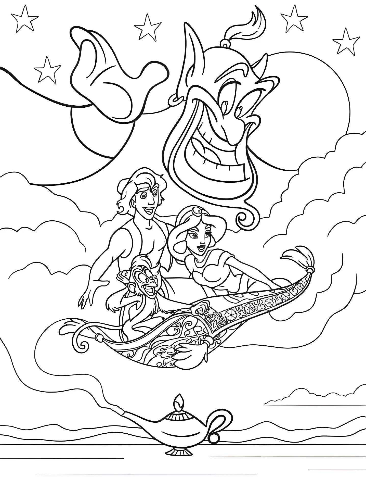 Аладдин и Жасмин №5325. Раскраски для девочек по категориям. Аладдин (Aladdin).