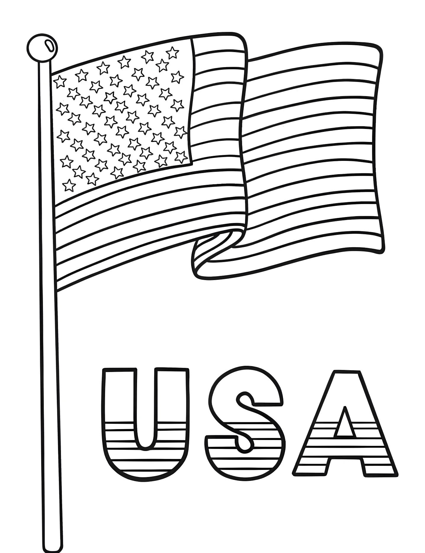Флаг США №5358. Раскраски для девочек по категориям. Американский флаг (American Flag).