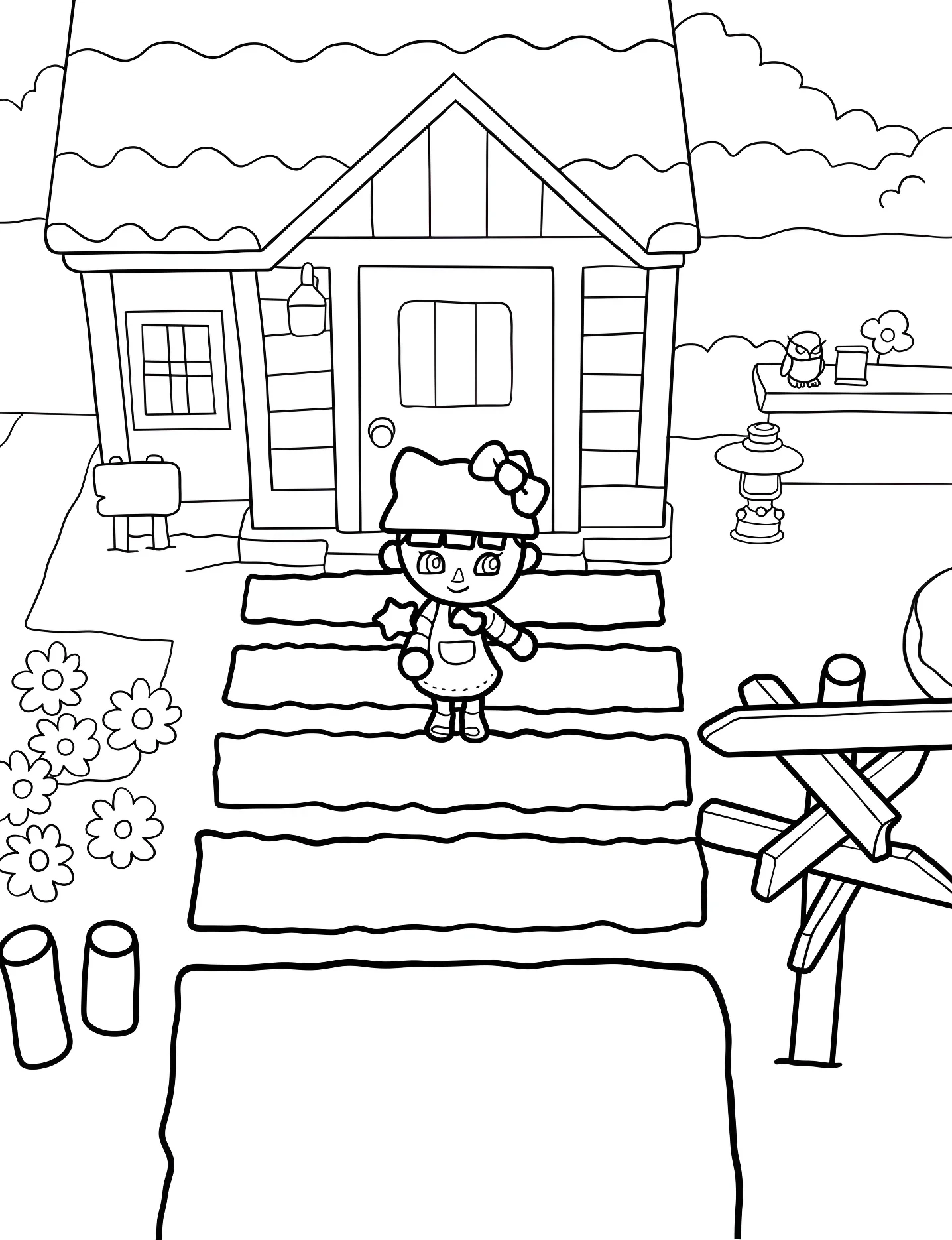 Деревня Animal Crossing №5417. Раскраски для девочек по категориям. Перекрёсток Животных (Animal Crossing).